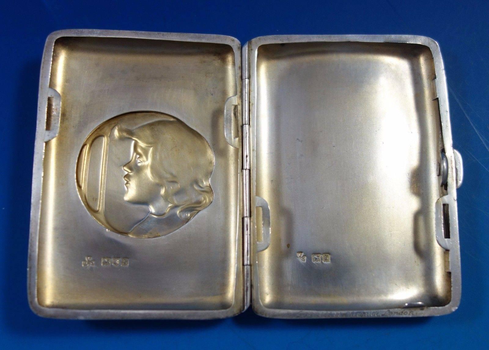 20th Century Arts & Crafts by George L. Connell Sterling Silver Cigarette Case Hollowware