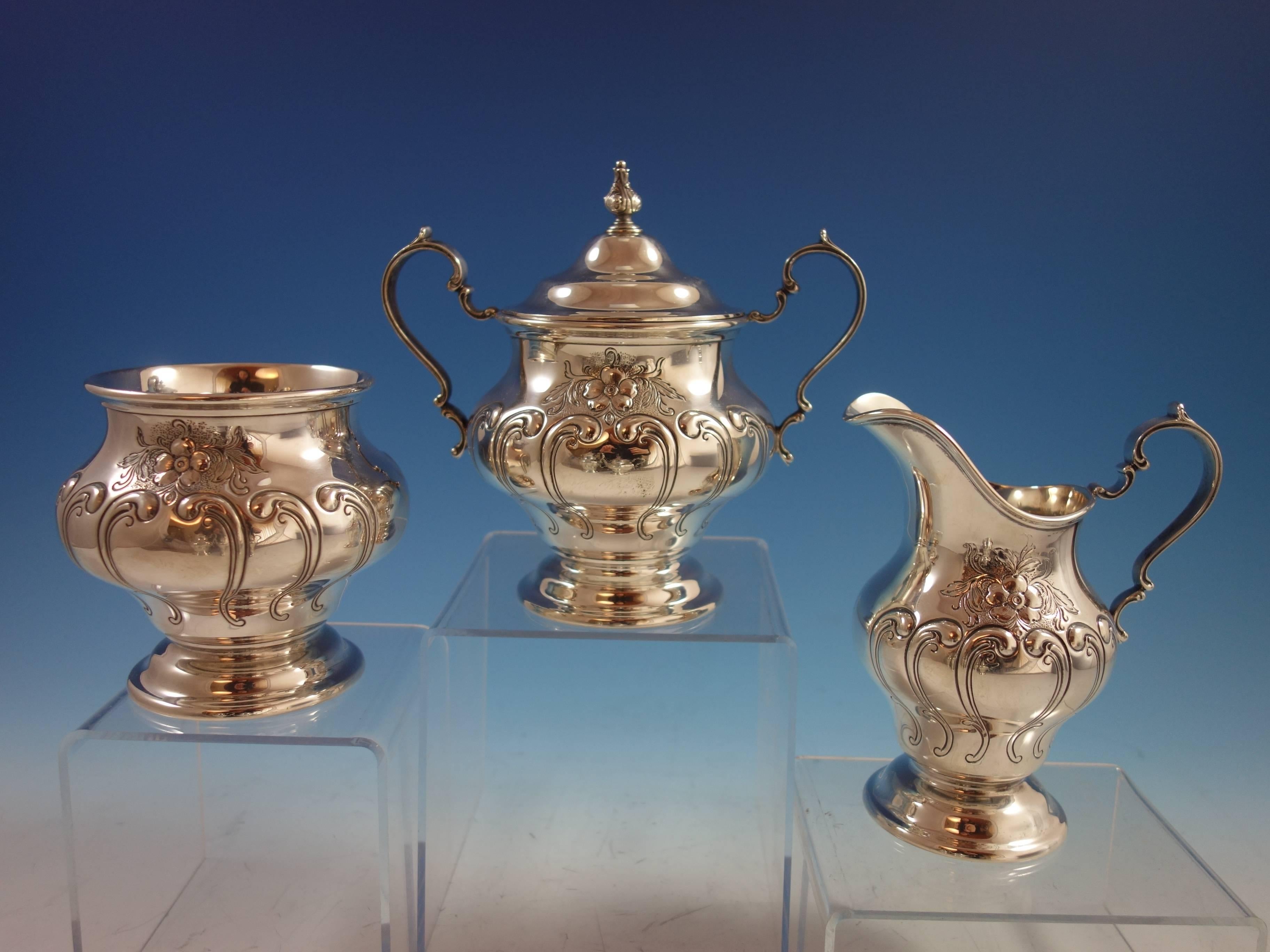 Chantilly Duchess by Gorham Sterling Silver Tea Set Five Pieces Hollowware 3