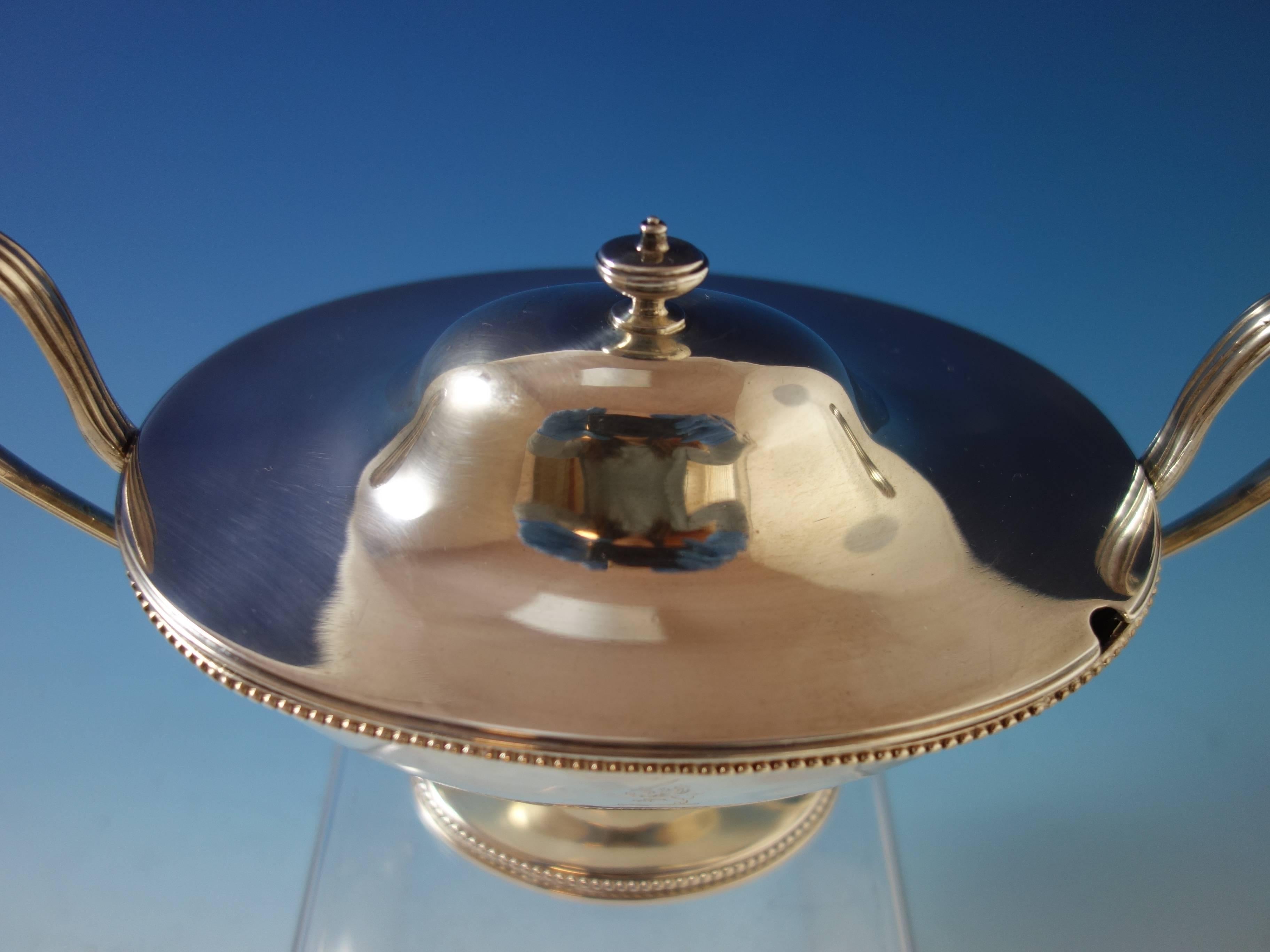 English sterling silver gravy with cover by Robert Hennell I of London, with date letter for 1780. This piece measures 5 1/2