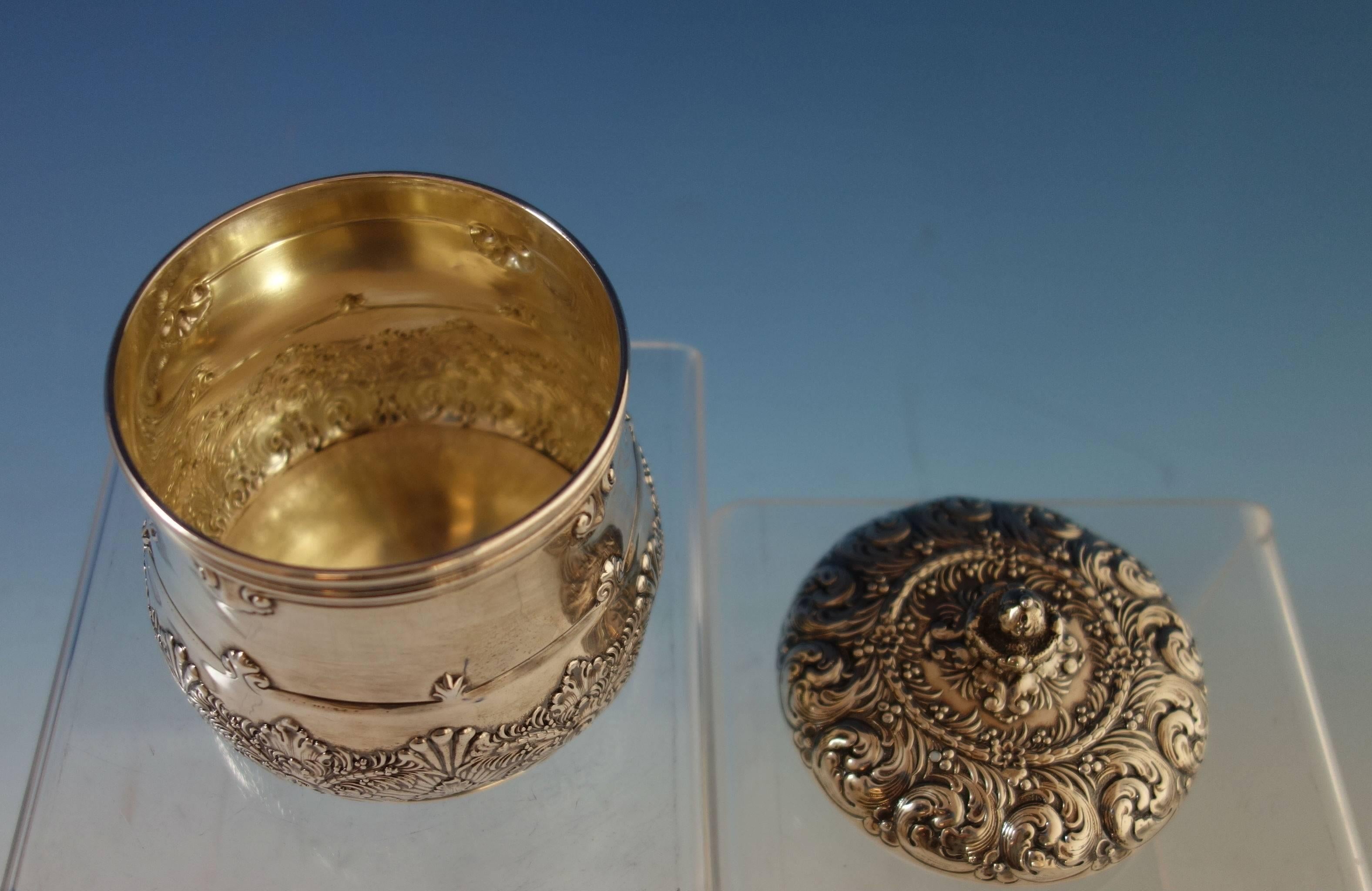 Tiffany & Co. Sterling Silver Tea Caddy Gold Washed Fancy #10444-9066 Hollowware 1