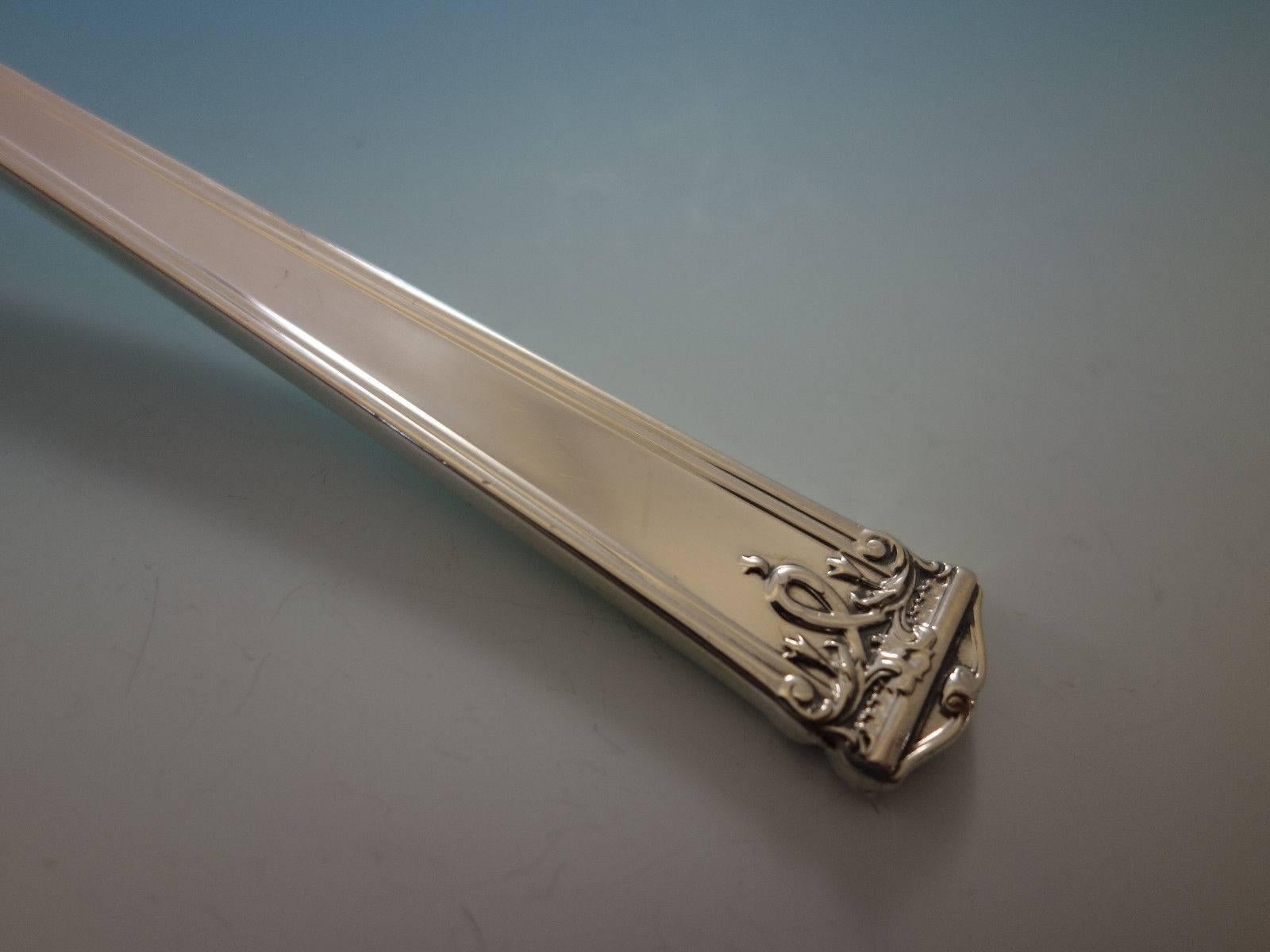 Large and heavy Trianon by Tuttle sterling silver flatware set for 12-60 pieces. This set includes: 12 dinner size knives, 9 3/4