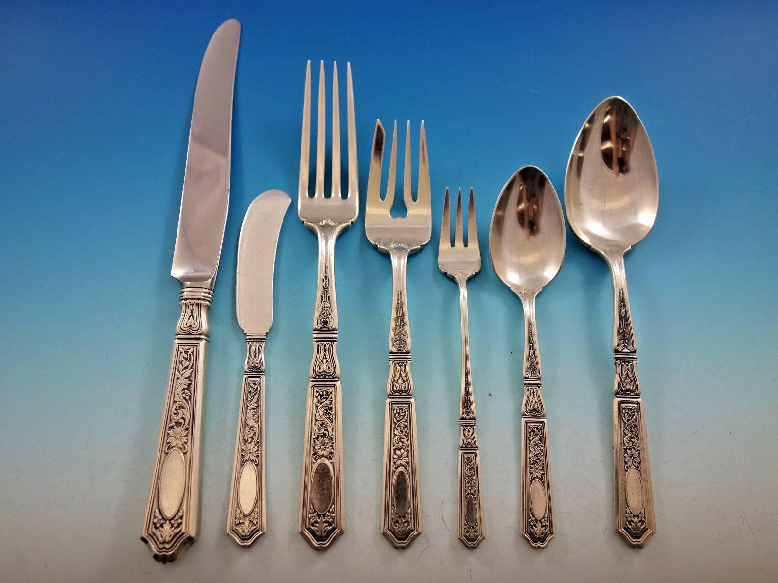 20th Century Saint Dunstan Chased by Gorham Sterling Silver Flatware Service Set 62 pc Dinner