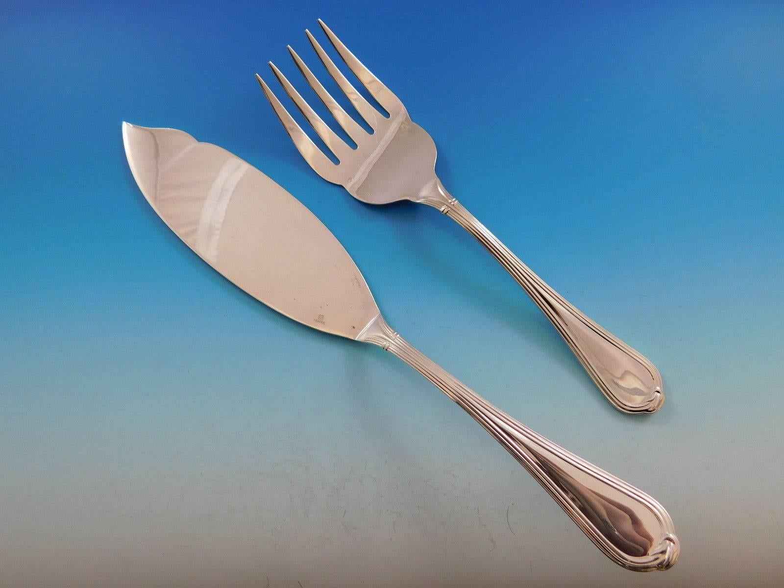 20th Century Oceana by Christofle Silver Plate Flatware Set 12 Service of 136 Pieces, Massive