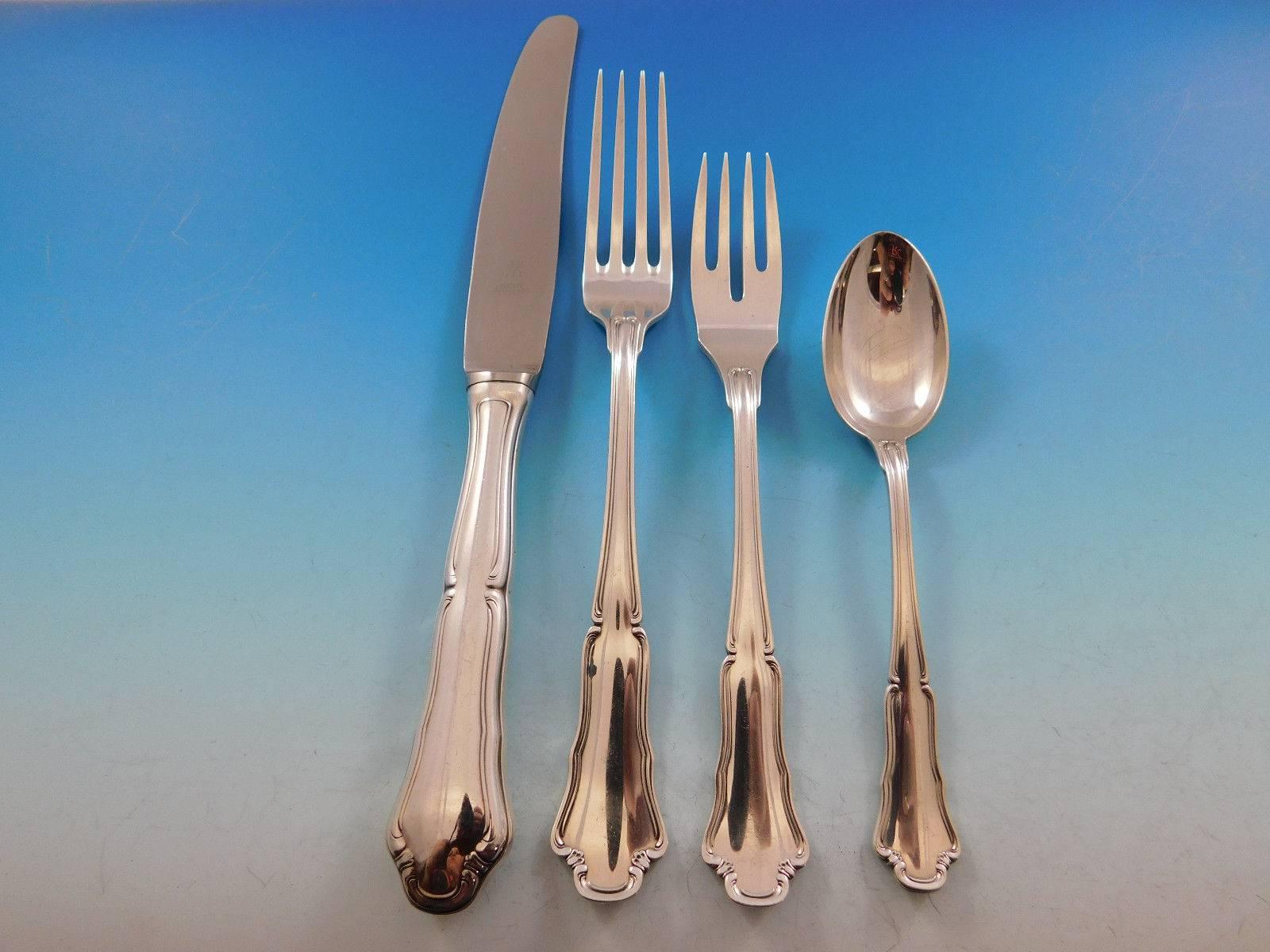 Savoy by Buccellati Italy Sterling Silver Flatware Set for 8 Service 48 Pieces In Excellent Condition In Big Bend, WI