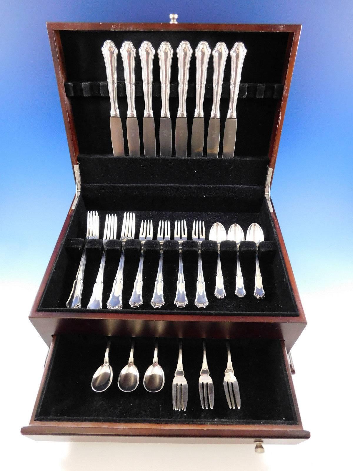 Savoy by Buccellati Italy sterling silver flatware set of 48 pieces. This set includes: Eight dinner knives, 9 5/8