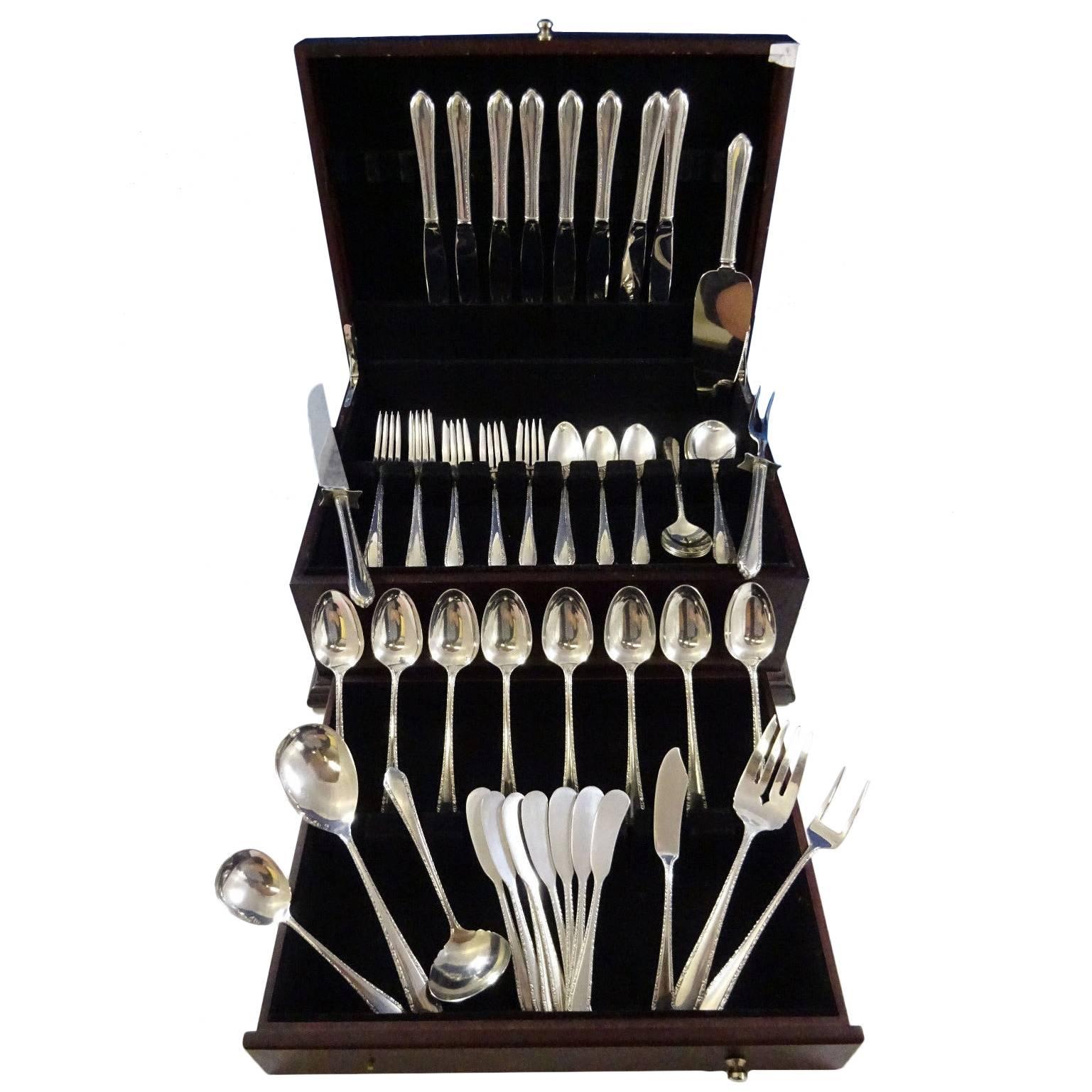 Wildflower by Royal Crest sterling silver flatware set of 65 pieces. This set includes:

Eight knives, 9 1/8