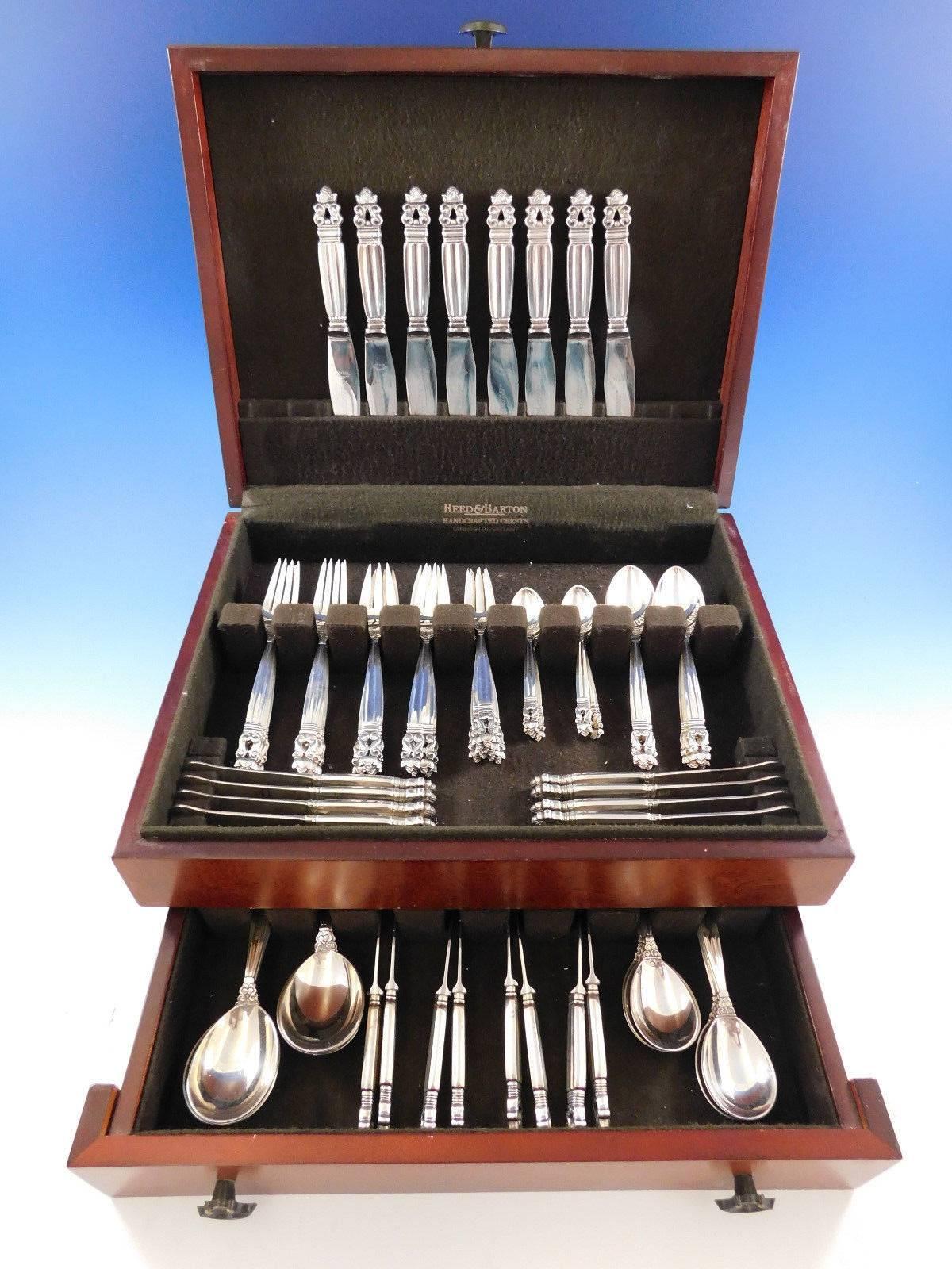 Acorn by George Jensen sterling silver dinner flatware set - 80 pieces. This set includes: eight luncheon knives, 8