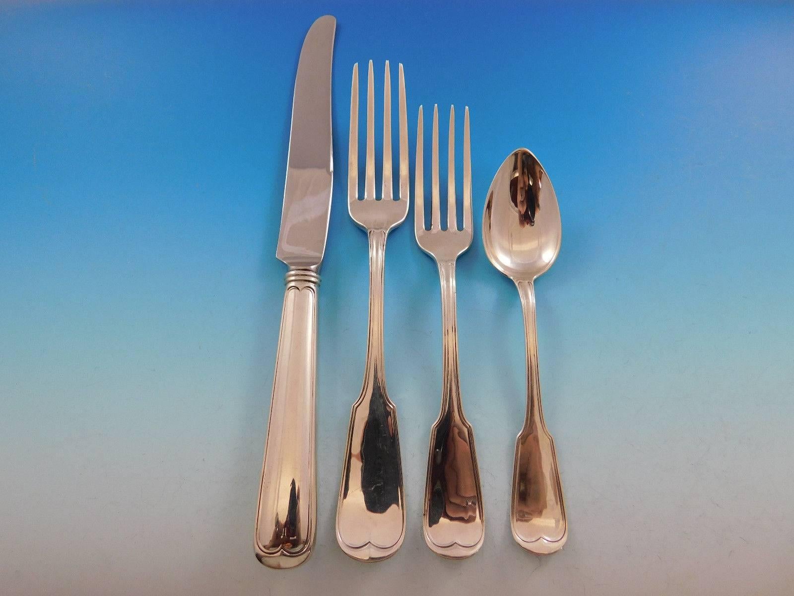 Threaded Antique by Gorham Sterling Silver Flatware Set 8 Service 48 Pcs Dinner In Excellent Condition In Big Bend, WI