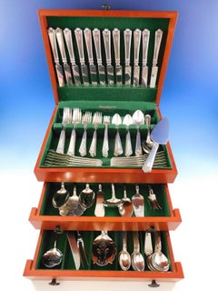 George II Rex by Watson Sterling Silver Flatware Set Service 124 Pcs M Monogram