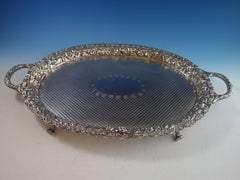 Baltimore Rose Schofield Sterling Silver Tea Tray Footed Hand Chased Hollowware