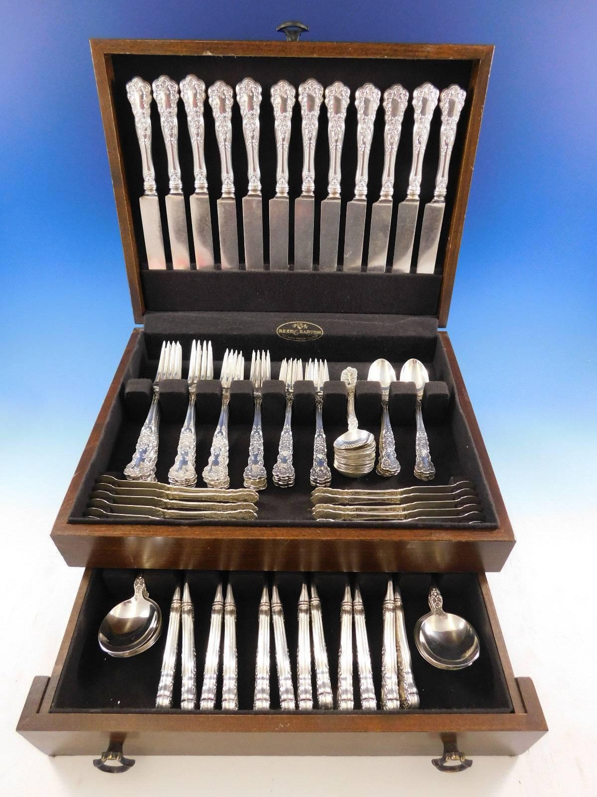 Outstanding Buttercup by Gorham sterling silver flatware set, 108 pieces. This set includes: 

12 dinner size knives, blunt, 9 3/4