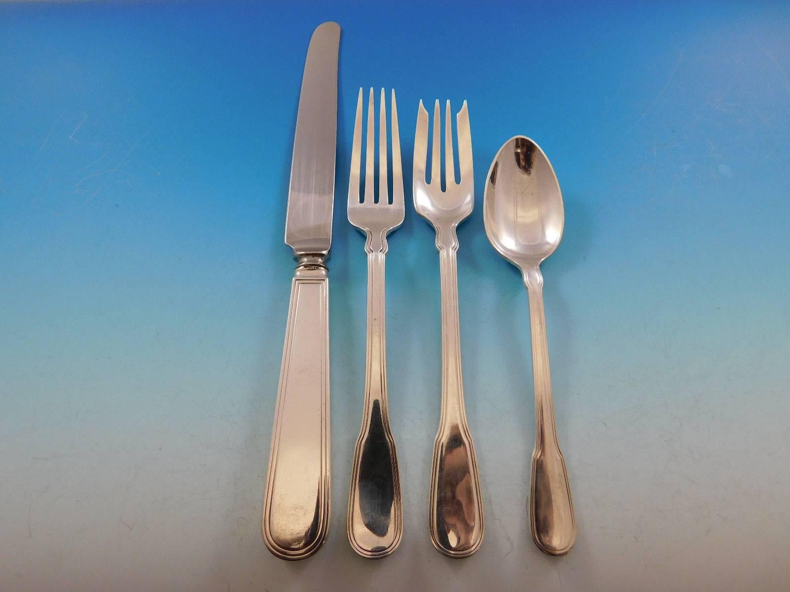 Hamilton by Tiffany and Co Sterling Silver Flatware Set 12 Service 89 Pcs Lunch In Excellent Condition In Big Bend, WI