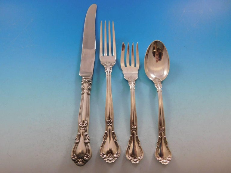 20th Century Chantilly by Gorham Sterling Silver Flatware Set for 18 Service 240 pcs Dinner For Sale