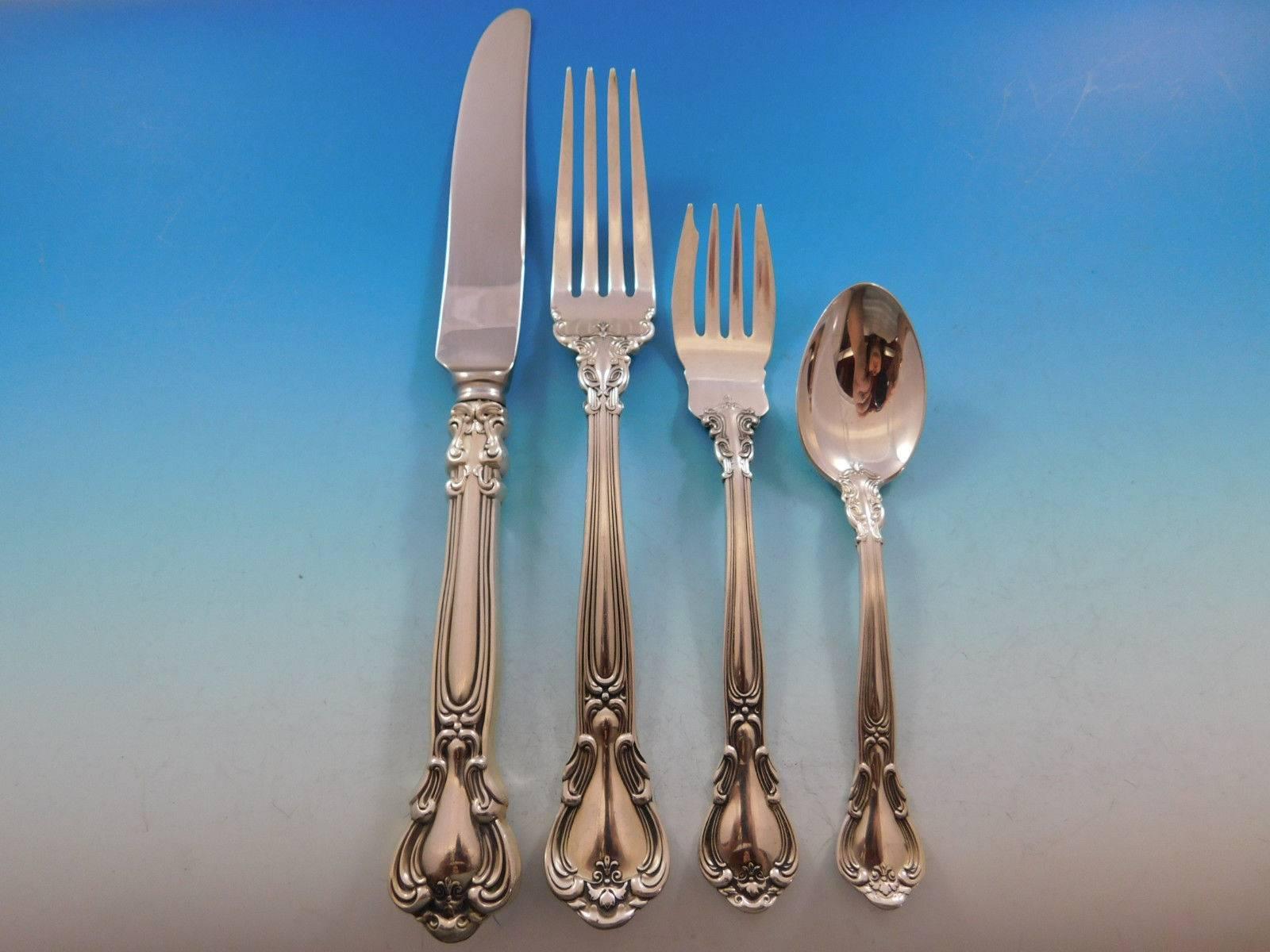 Chantilly by Gorham Sterling Silver Flatware Set Service 40 Pcs Continental Size In Excellent Condition In Big Bend, WI