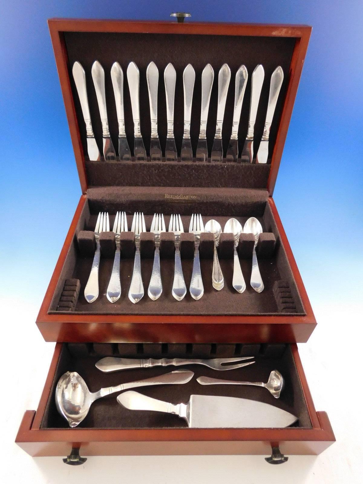 Continental Jensen Sterling Silver Flatware Set 12 Service 52 Pc
