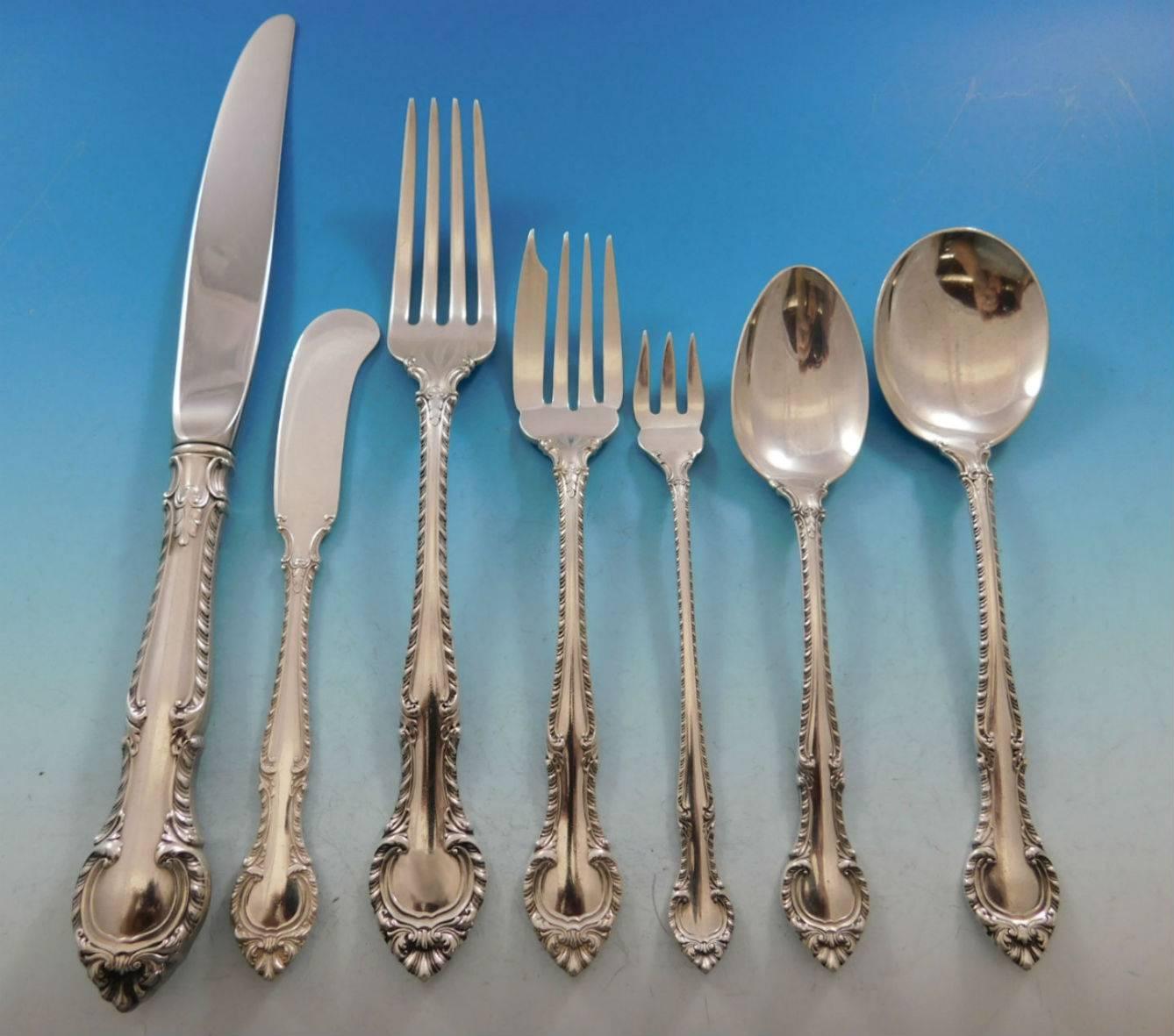 English Gadroon by Gorham Sterling Silver Flatware Set 12 Service 87 pcs Dinner In Excellent Condition For Sale In Big Bend, WI