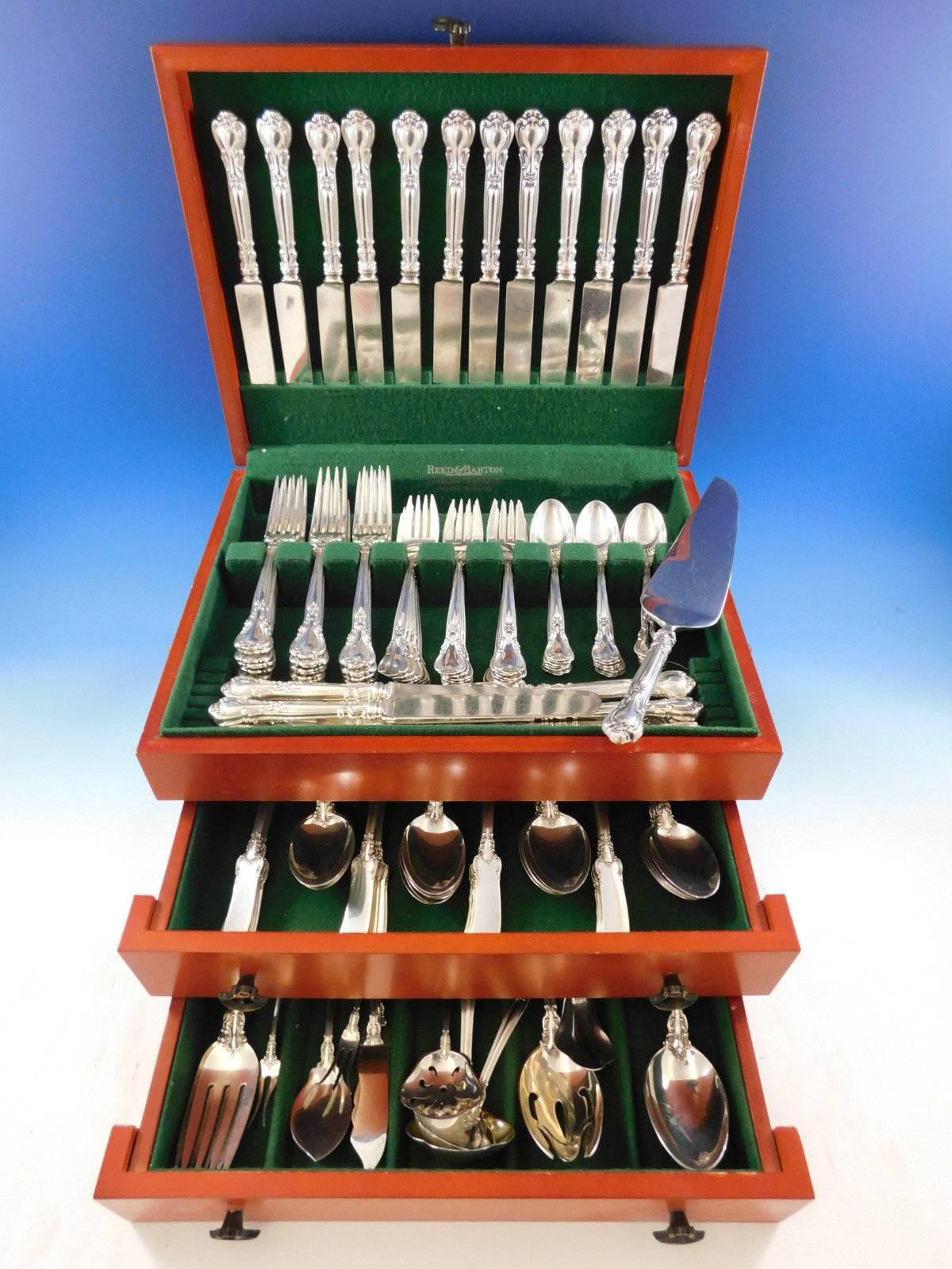 Dinner Size Chantilly by Gorham sterling silver Flatware set, 162 pieces. This set includes:

24 Dinner Size Knives, 9 5/8