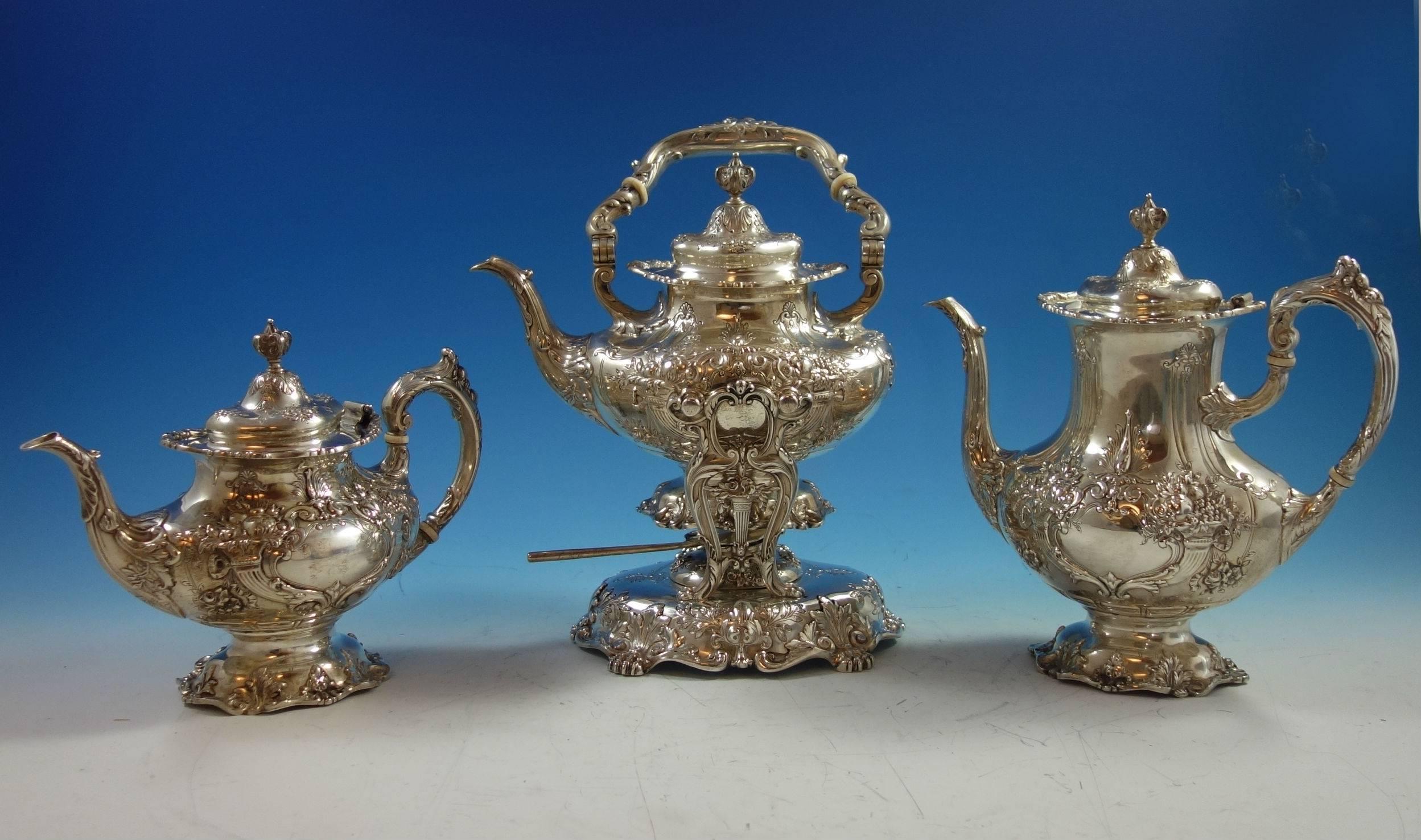 Francis I Reed & Barton Sterling Silver Six-Piece Tea Set with Tray SKU#2118. In Excellent Condition In Big Bend, WI