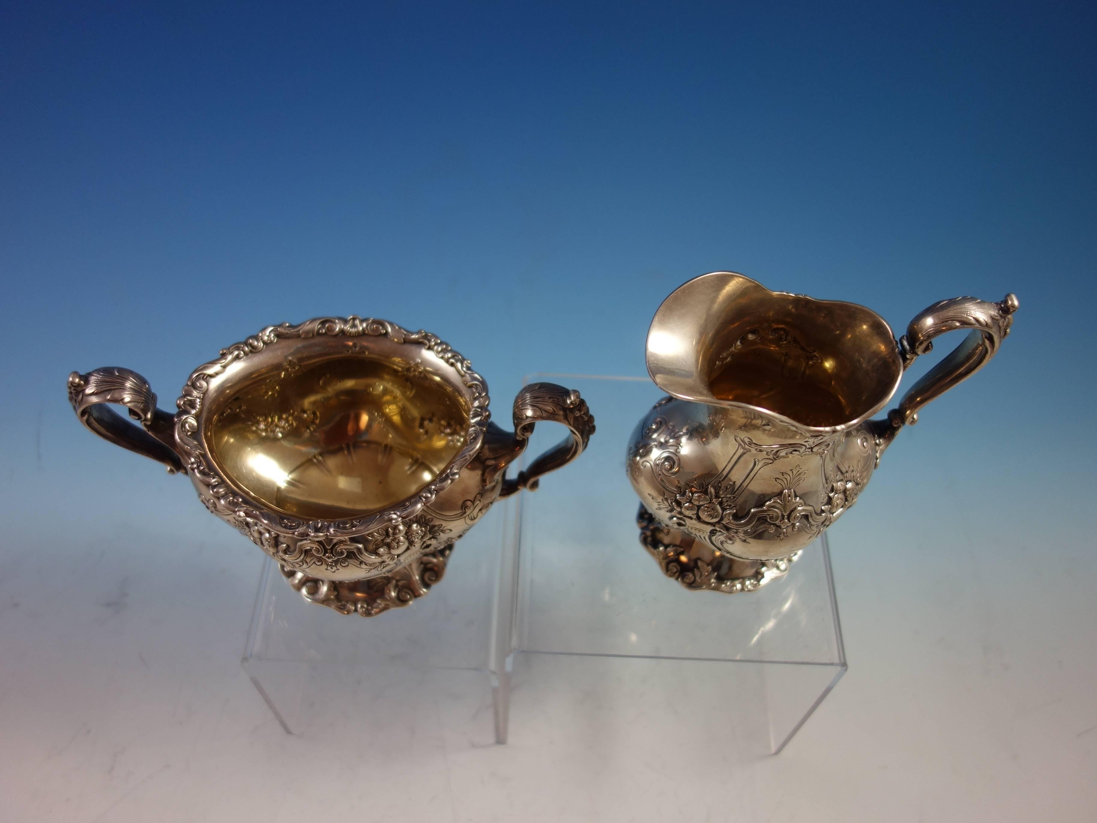 Francis I by Reed & Barton sterling silver sugar and creamer 2-piece set. The sugar bowl is marked with #D570A, it measures 4 3/8