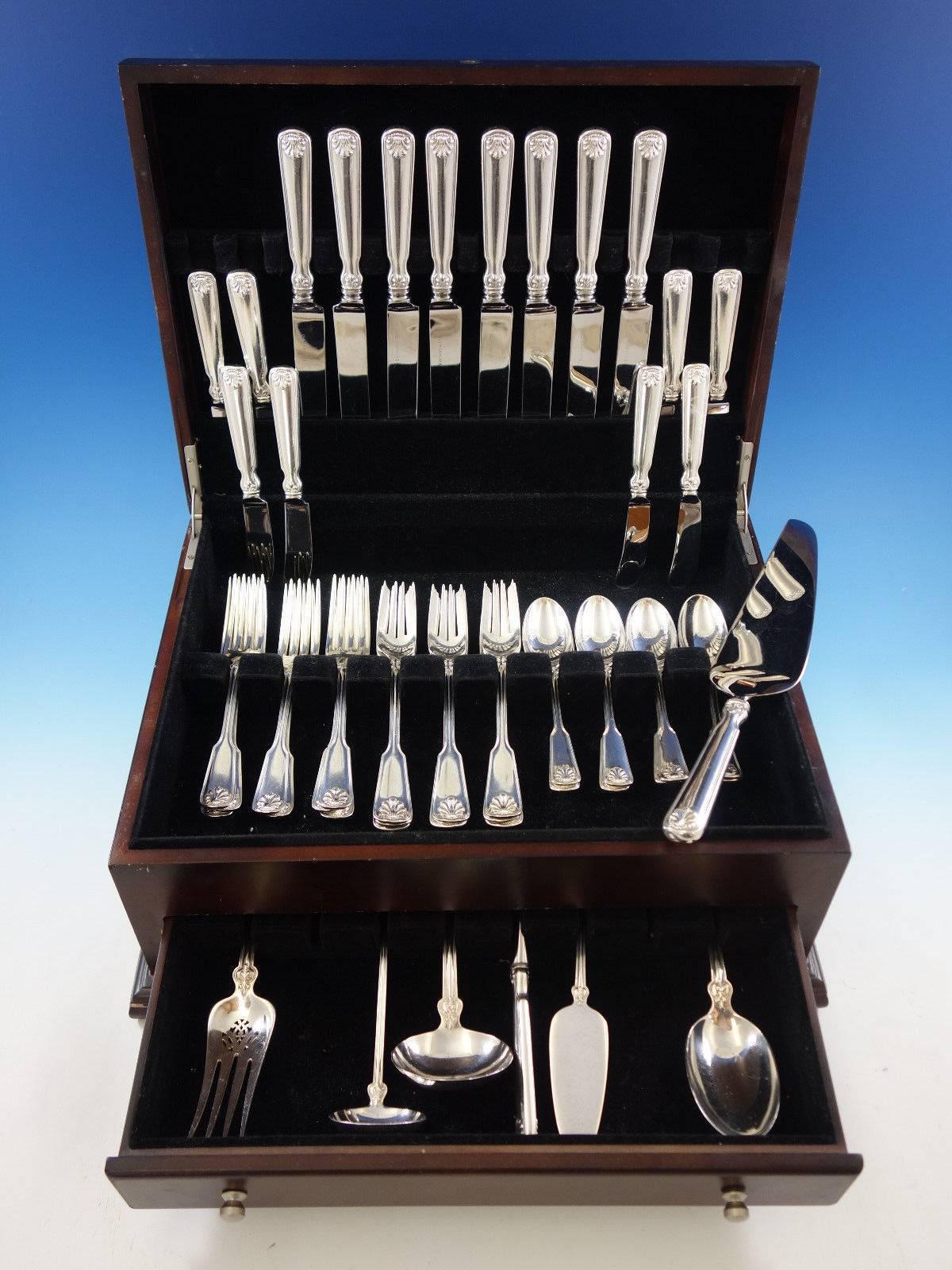 Shell & Thread by Tiffany & Co. sterling silver flatware set, 47 pieces. This set includes: 

8 Knives, 9 1/8