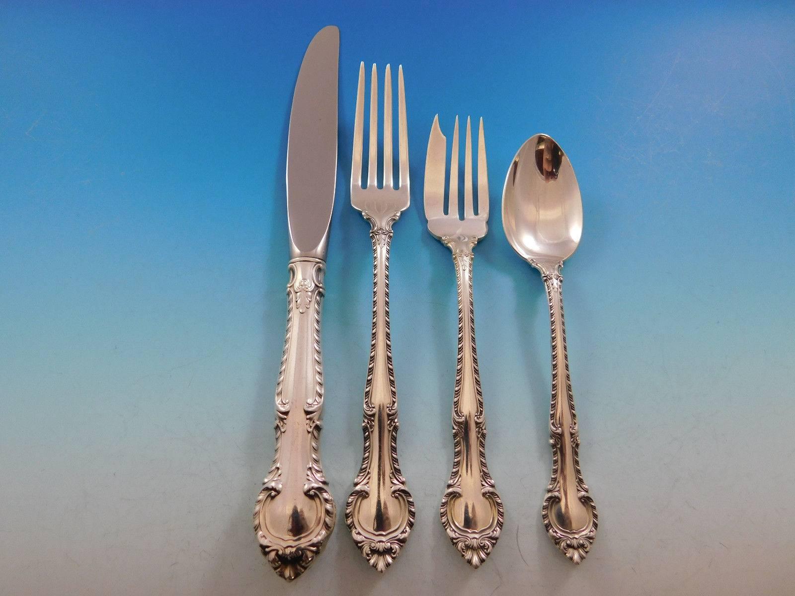 English Gadroon by Gorham Sterling Silver Flatware Set for 8 Service 70 pieces For Sale 5