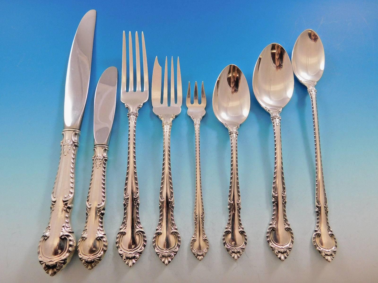 English Gadroon by Gorham Sterling Silver Flatware Set for 8 Service 70 pieces For Sale 4