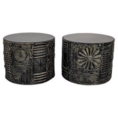 Adrian Pearsall "Sculptura"  Large Brutalist Drum Tables