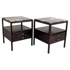 Paul Mccobb Walnut and Marble Nightstands for H. Sacks and Sons