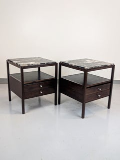 Paul Mccobb Walnut and Marble Nightstands for H. Sacks and Sons