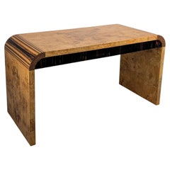 Olive Burl & Macassar Waterfall Executive Desk by Henredon