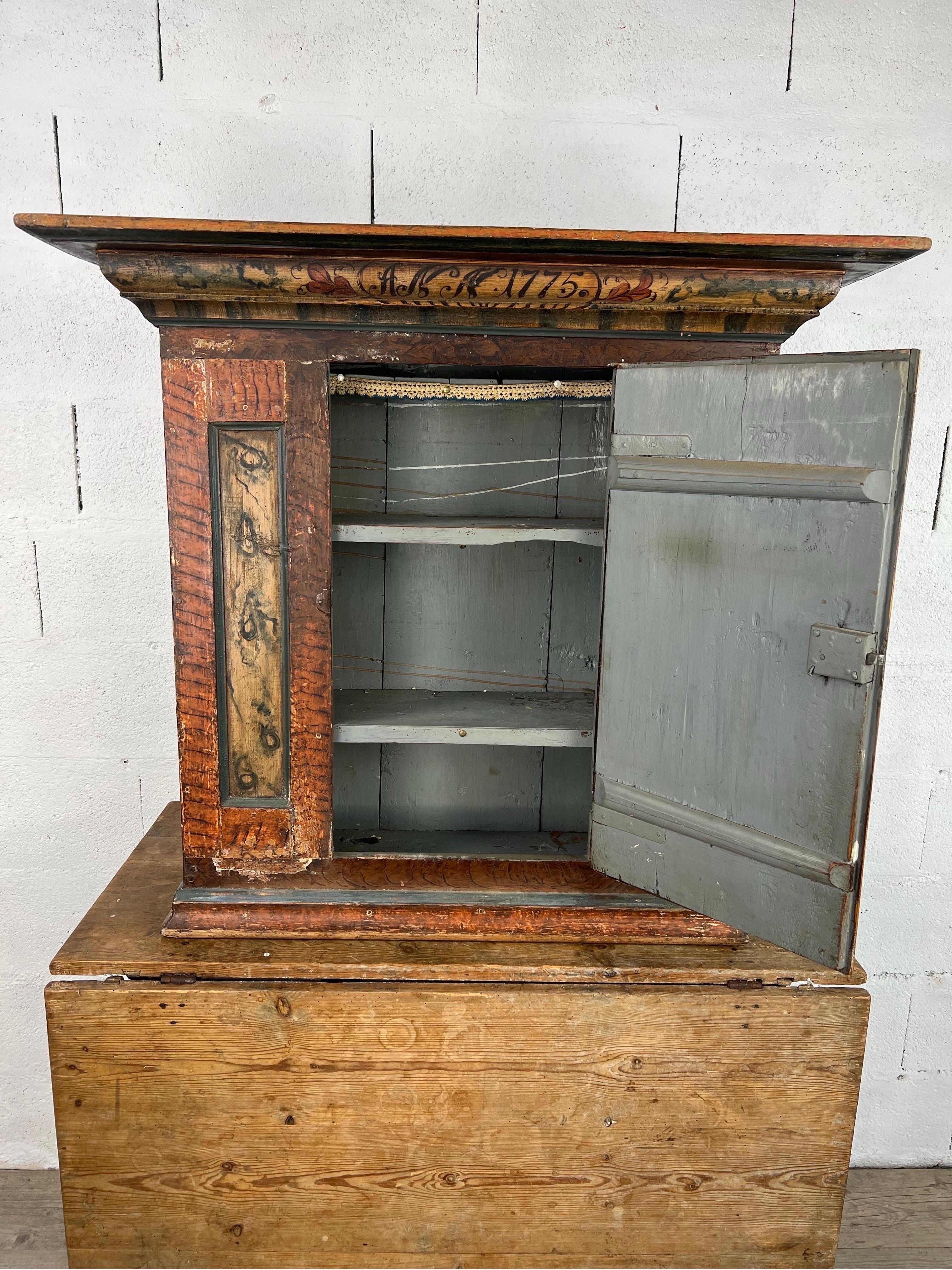 Folk Art Hanging swedish sideboard dated 1775 For Sale