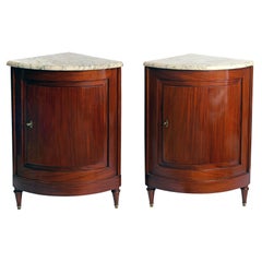 Pair of French 18th Century Corner Cabinets with Marble tops, JACOB Frères