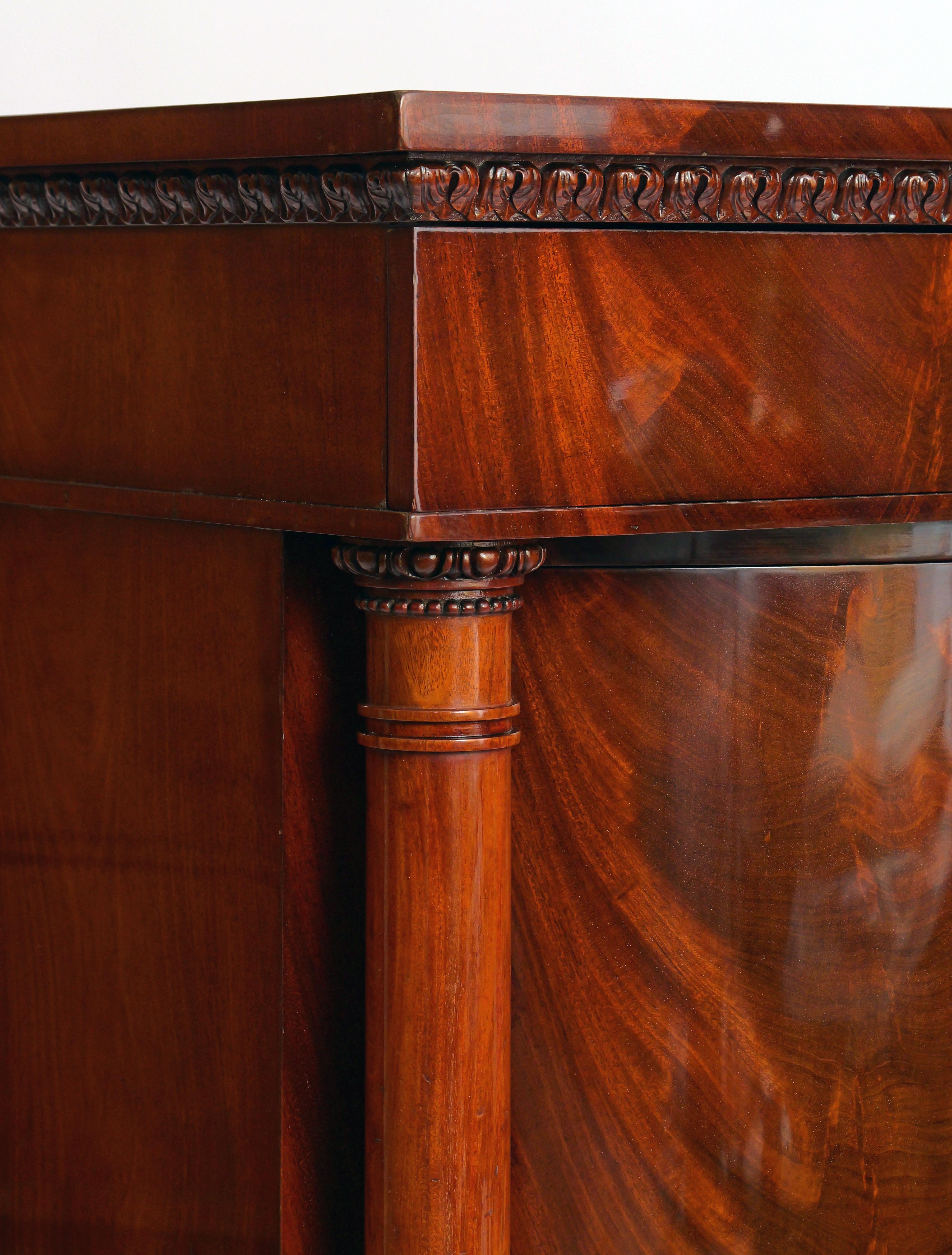 Pair Of Pillar Cabinets, Curved Door With Flanking Columns And Head Drawer, 1810 For Sale 1