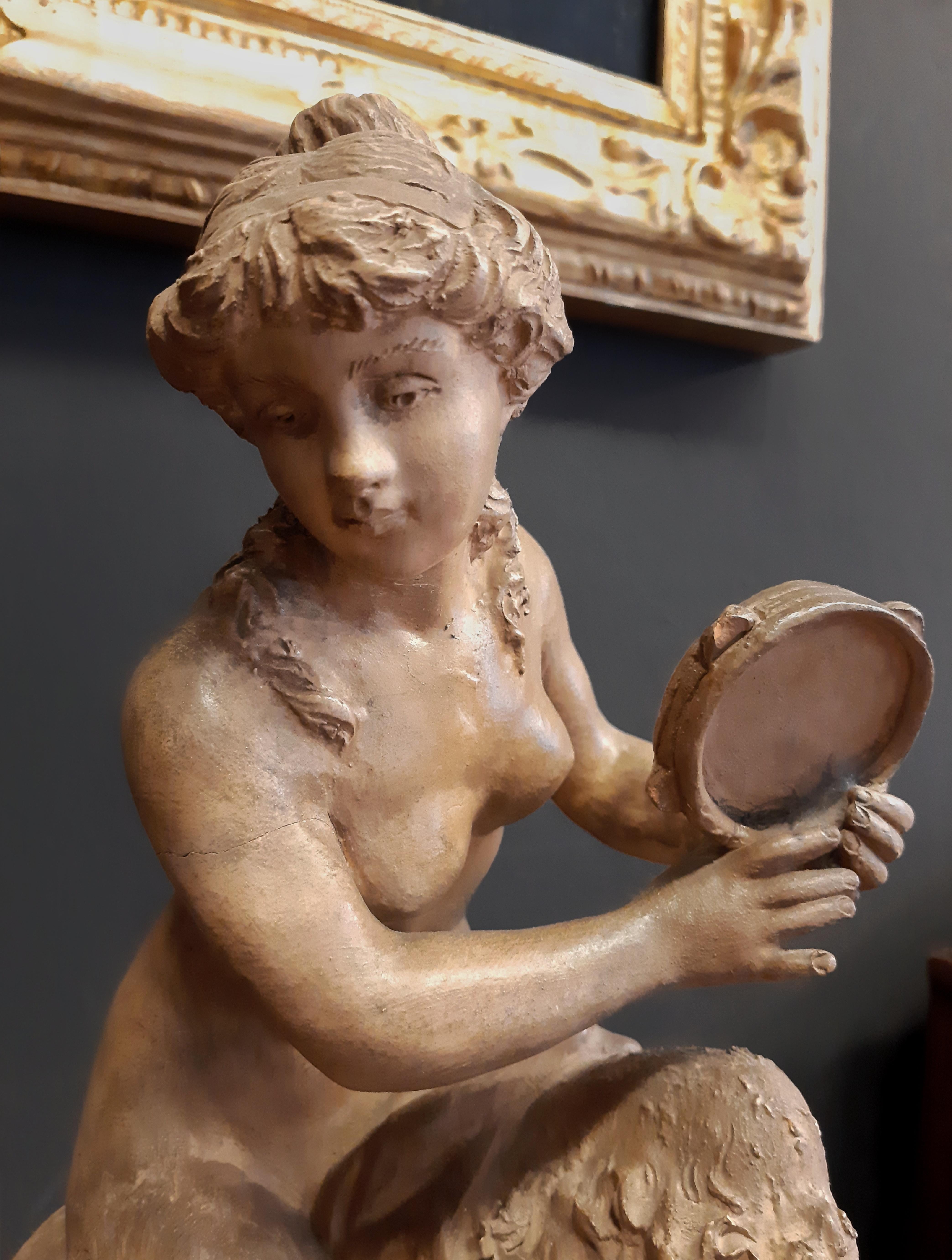 Rococò Scultura rococò in terracotta, Clodion, Fauno femmina e Fauni bambini in vendita