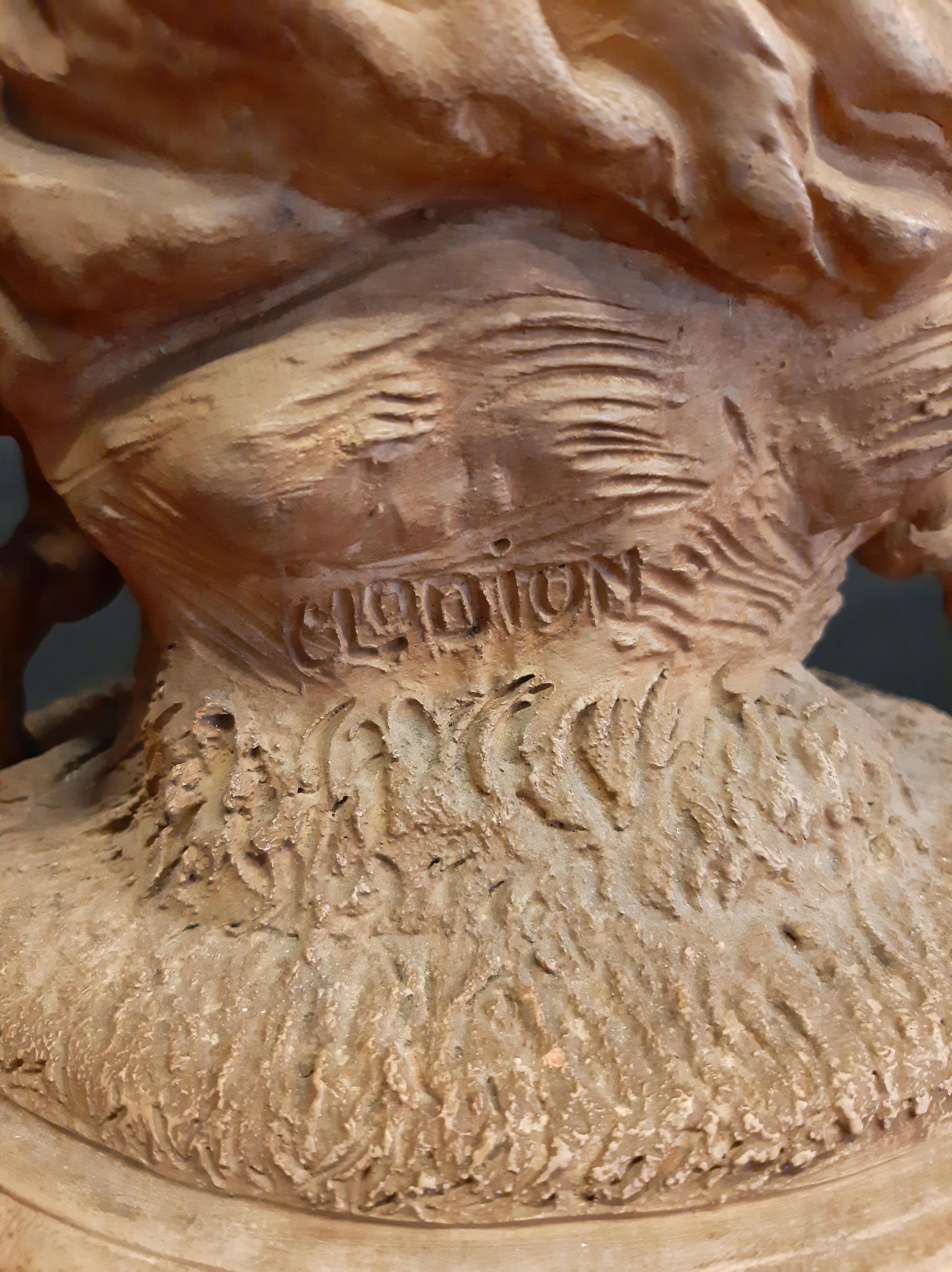 XIX secolo Scultura rococò in terracotta, Clodion, Fauno femmina e Fauni bambini in vendita