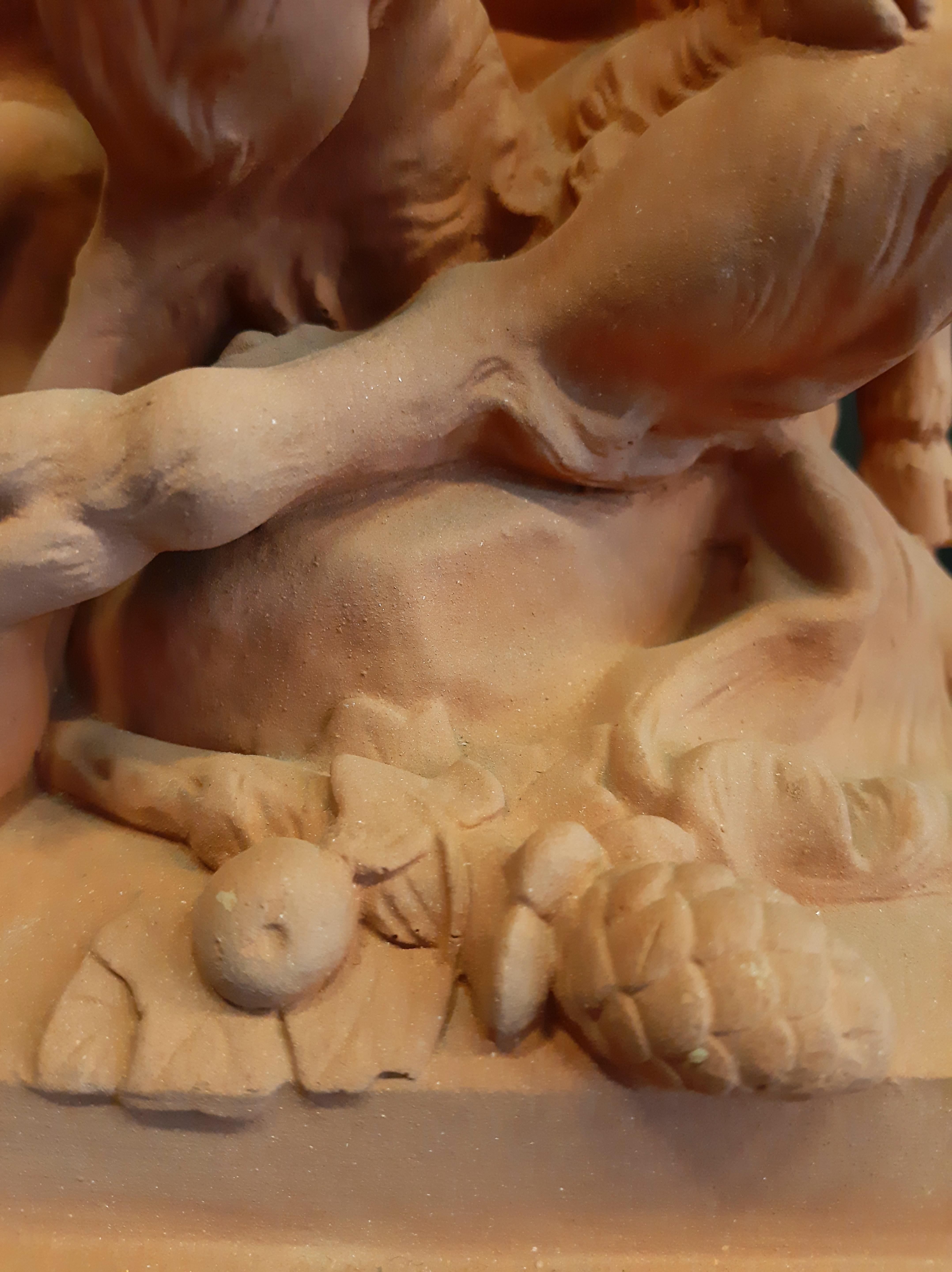 Rococo Sculpture en terre cuite de style rococo représentant un Faune avec ses enfants, Clodion en vente