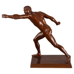 Antique Borghese Gladiator Bronze Sculpture by Gladenbeck, Germany, Late 19th Ce