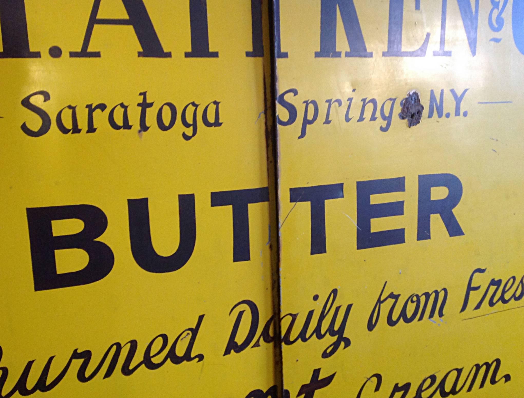 Pair of Steel Painted Doors with Butter Advertising In Good Condition In Hudson, NY
