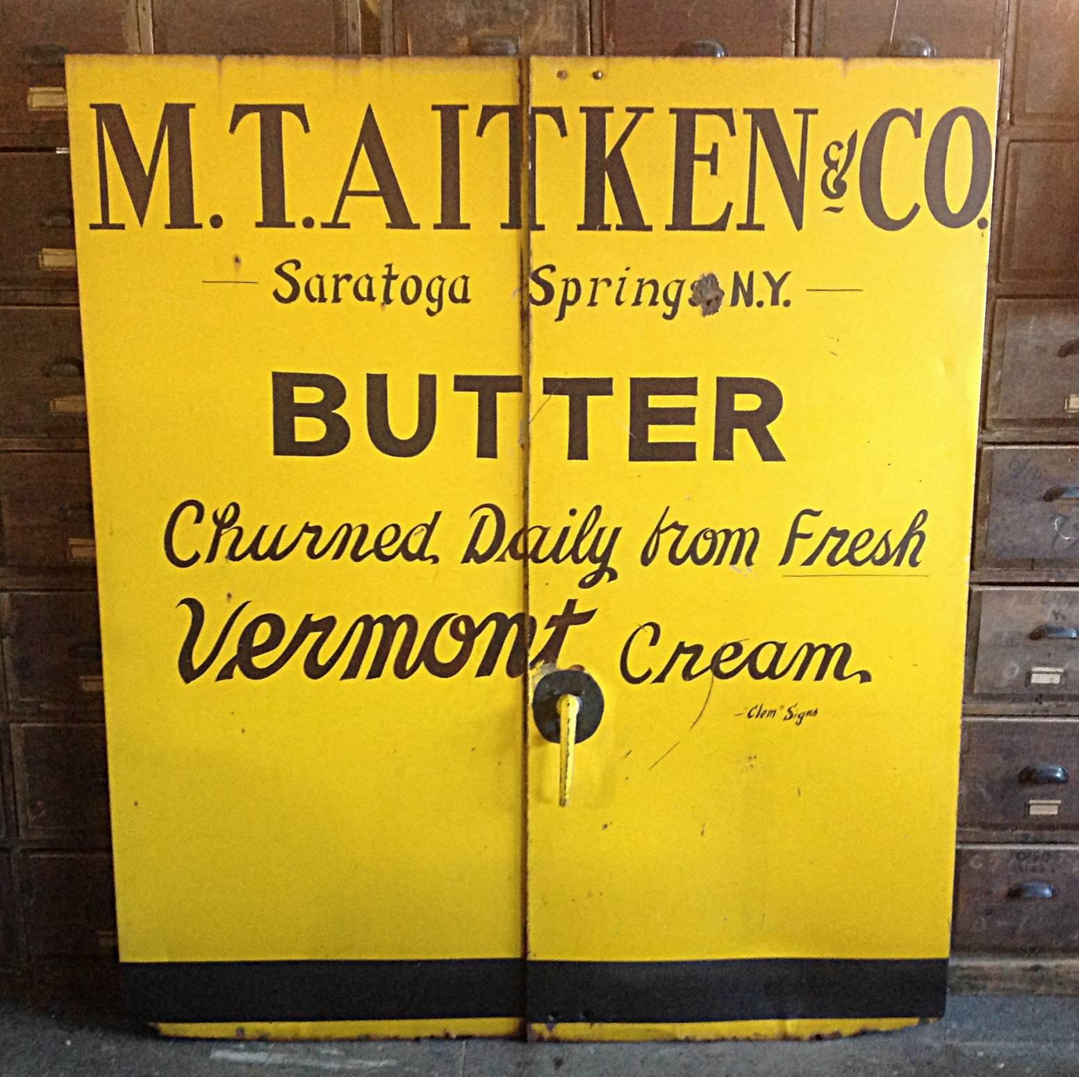 Pair of Steel Painted Doors with Butter Advertising 4