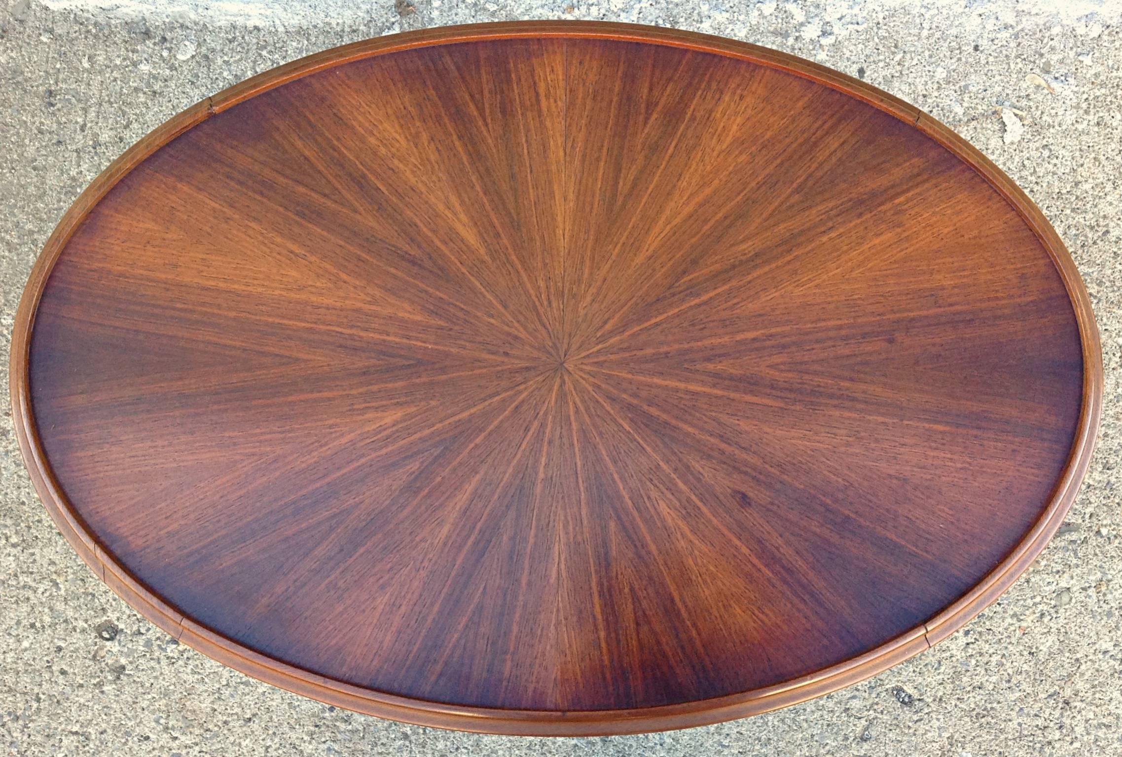 Art Deco Oval Occasional Table with Floating Glass Shelf In Good Condition For Sale In Hudson, NY