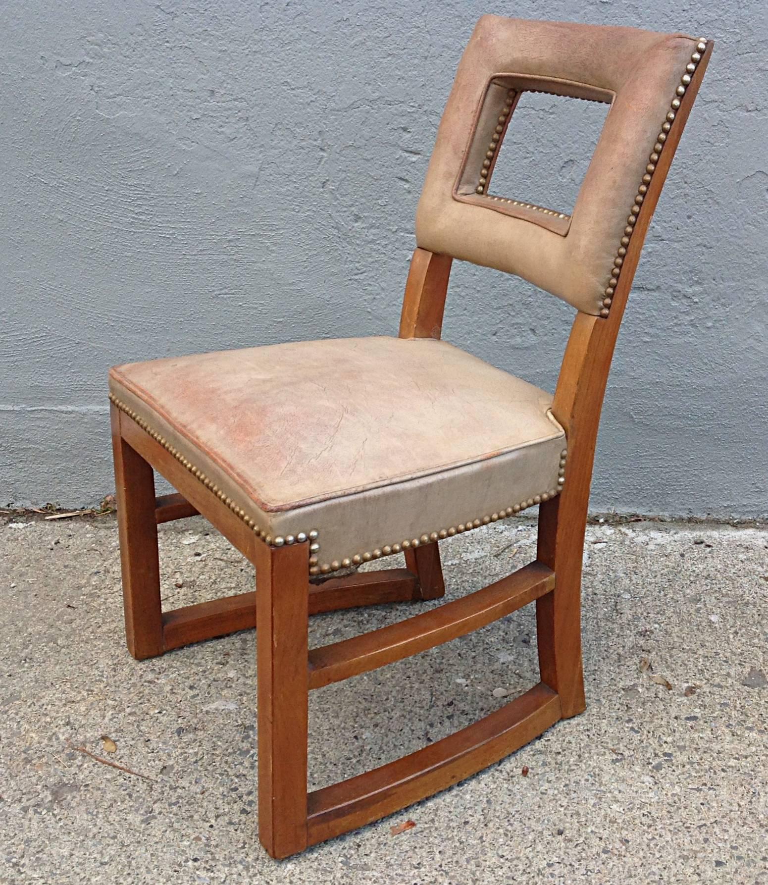 Gilbert Rohde Machine Age Side Chair and Stool In Good Condition For Sale In Hudson, NY