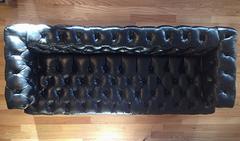 Tufted Black Leather Sofa