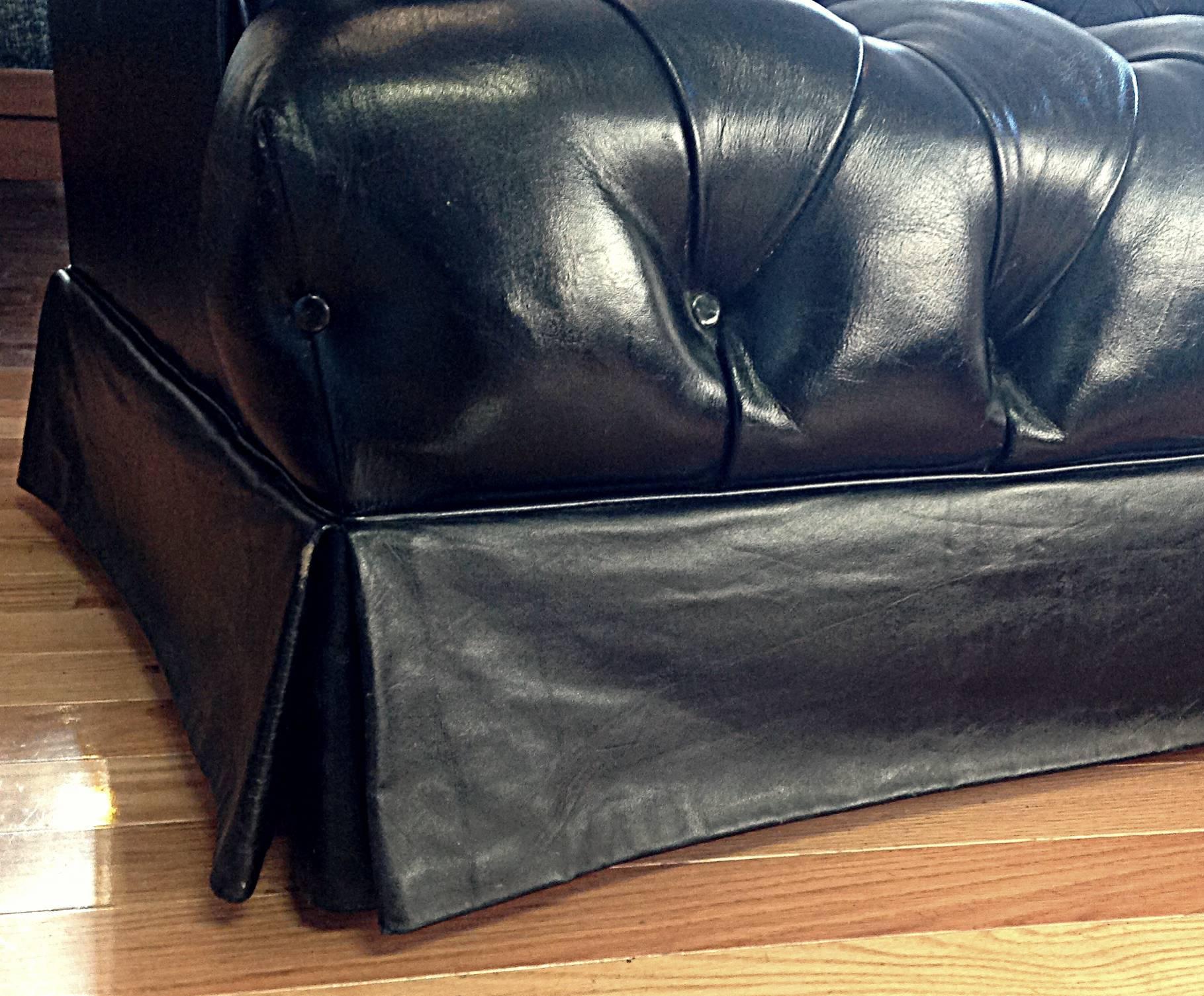 Tufted Black Leather Sofa 4