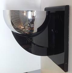 Black Lucite and Chrome Sconces by Walter Prosper