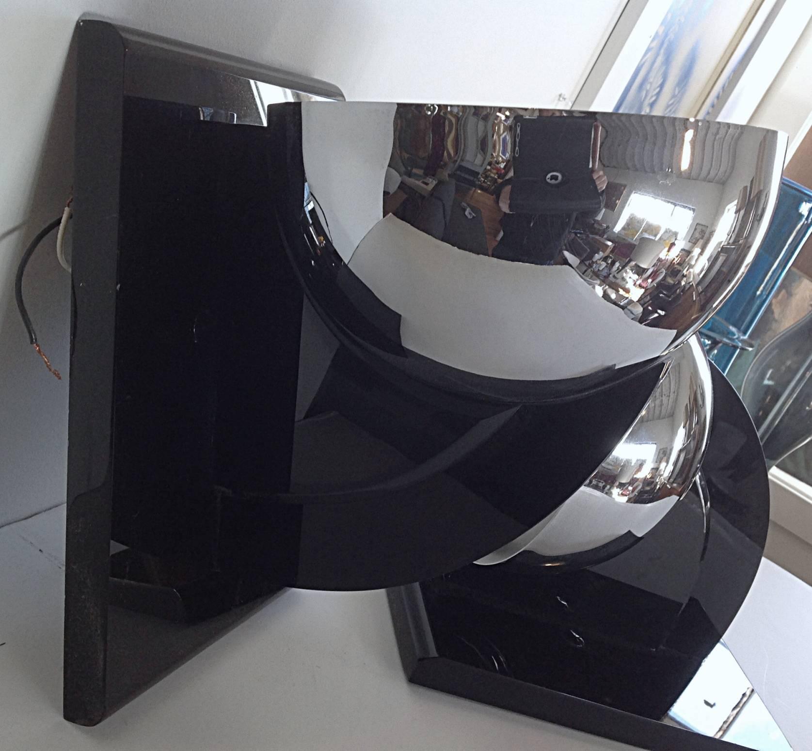Black Lucite and Chrome Sconces by Walter Prosper In Excellent Condition For Sale In Hudson, NY