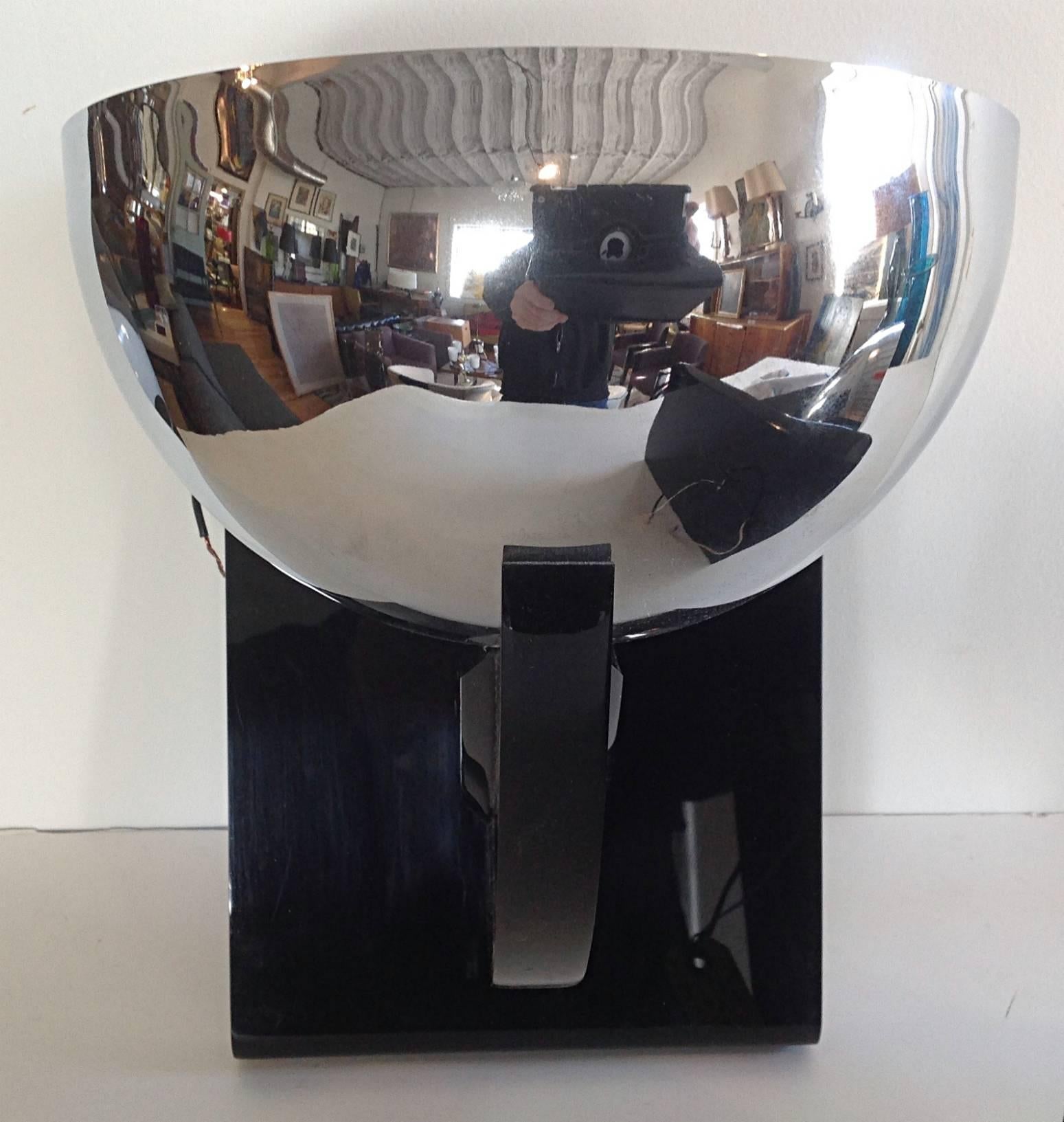 Late 20th Century Black Lucite and Chrome Sconces by Walter Prosper For Sale