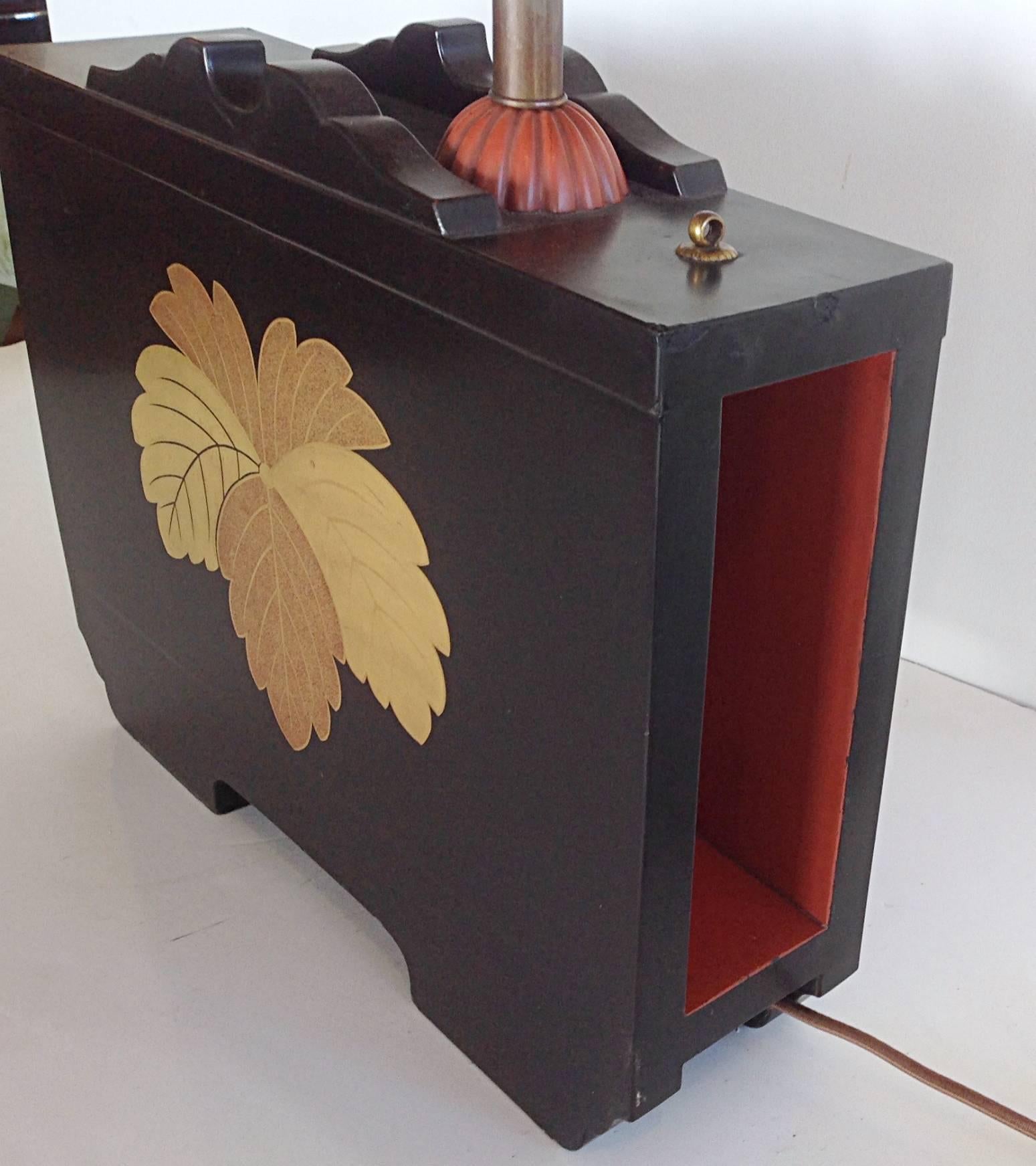 20th Century Pair of Art Deco Lacquered Table Lamps in the Japanese Taste For Sale