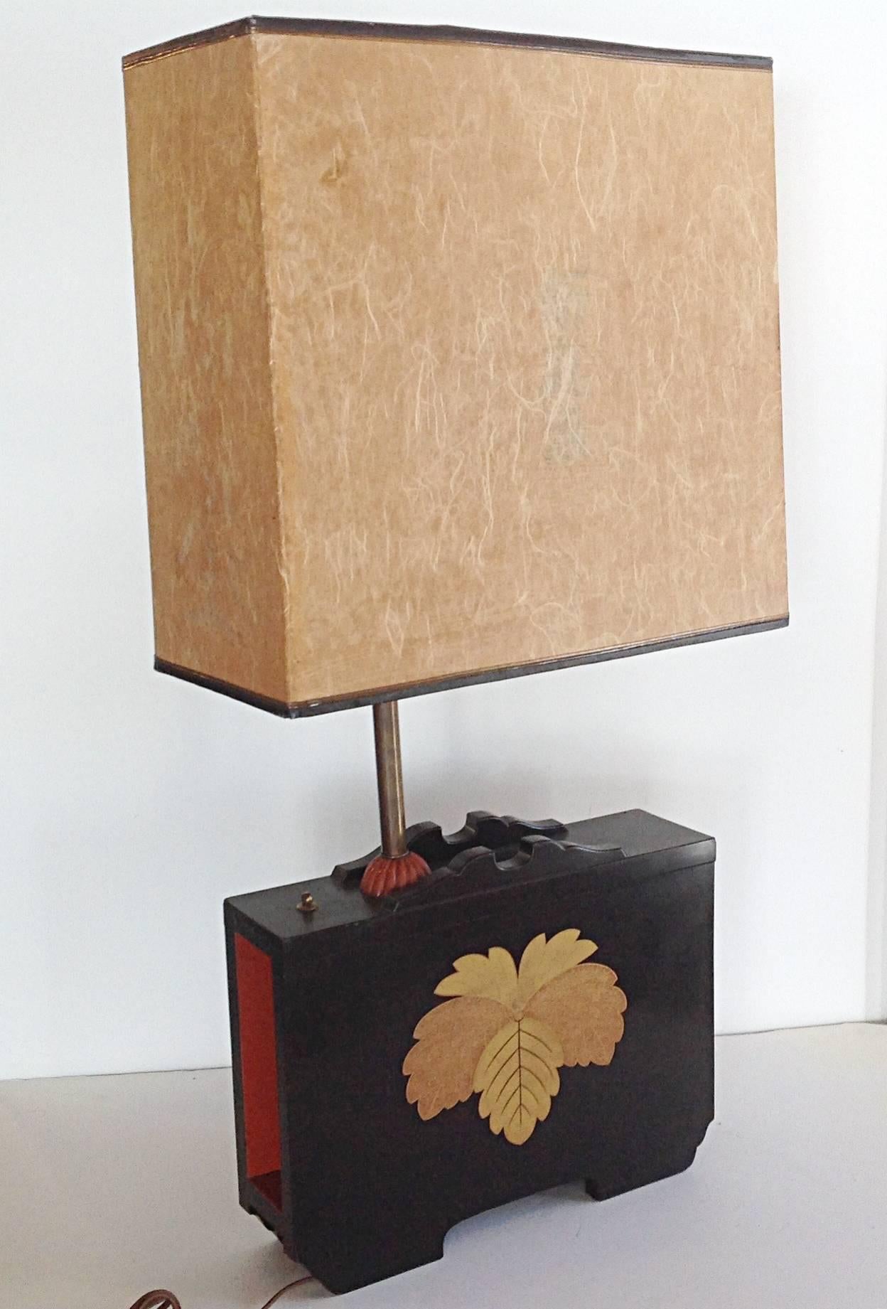 Pair of Art Deco Lacquered Table Lamps in the Japanese Taste For Sale 2