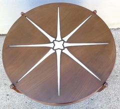 Art Deco Mixed Woods Round Occasional Table