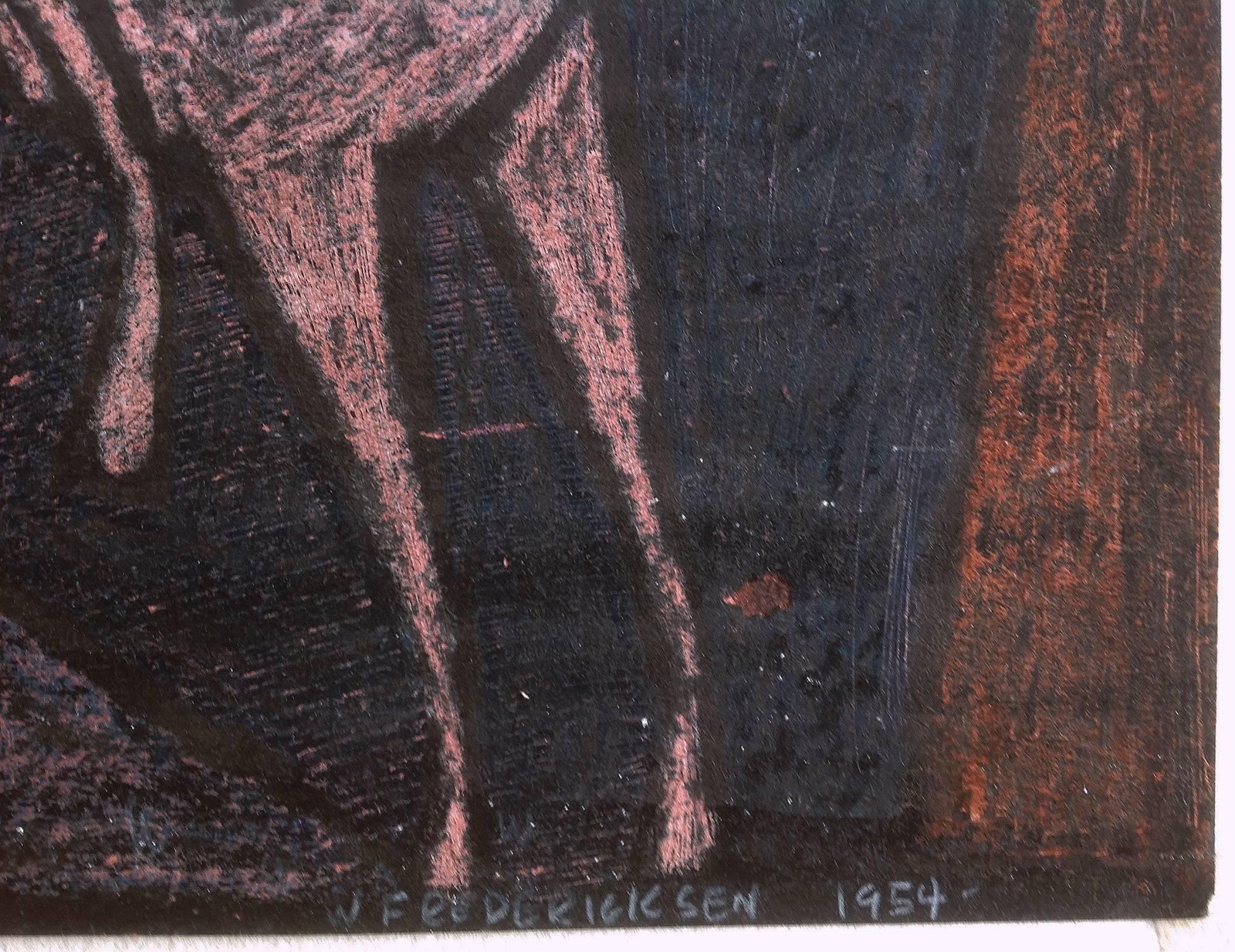 William Fredericksen, Crayon Resist Drawing, 1954 For Sale 1